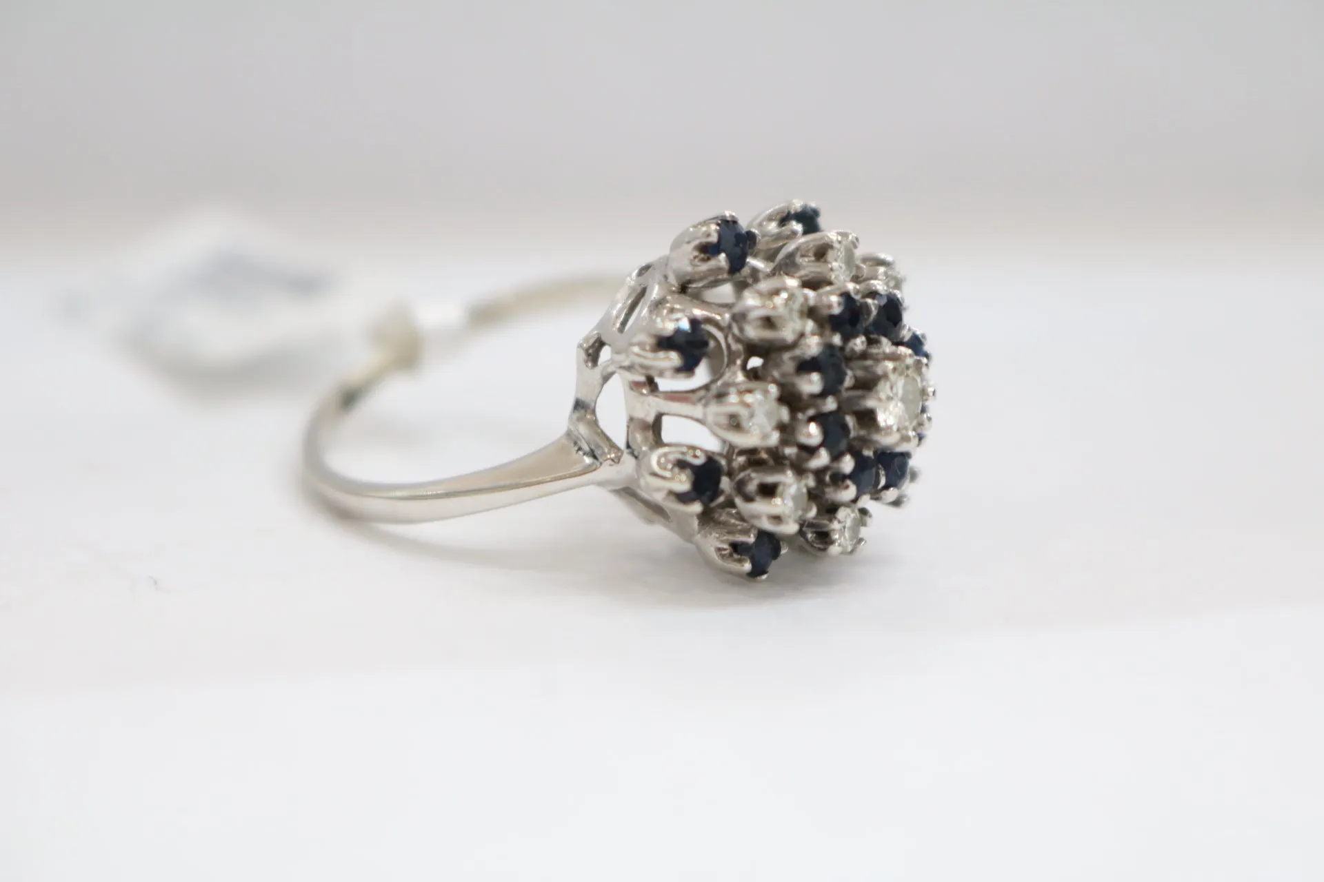 10K White Gold Diamond Cluster Cocktail Ring (Size 8 & 1/2)