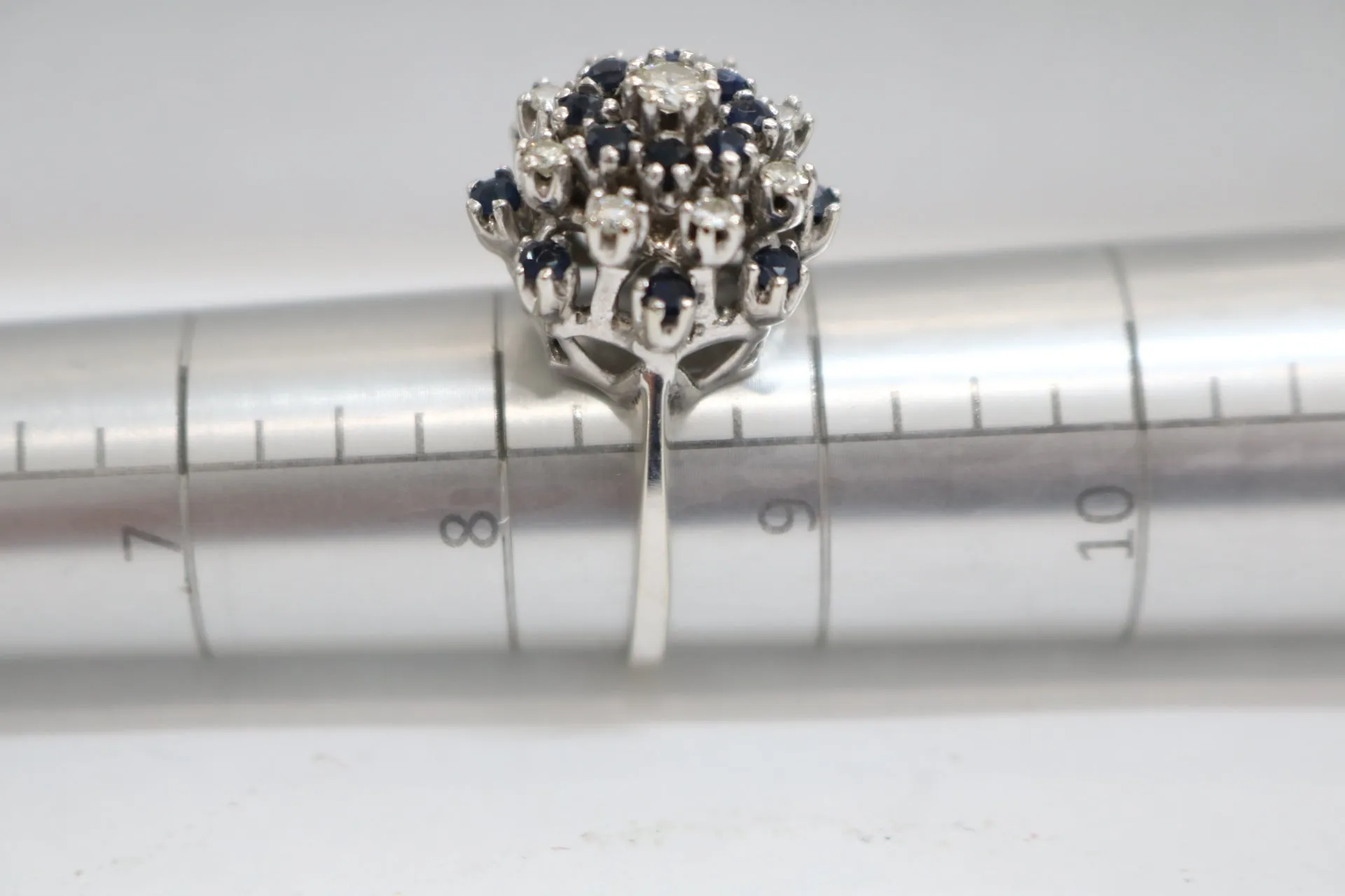 10K White Gold Diamond Cluster Cocktail Ring (Size 8 & 1/2)
