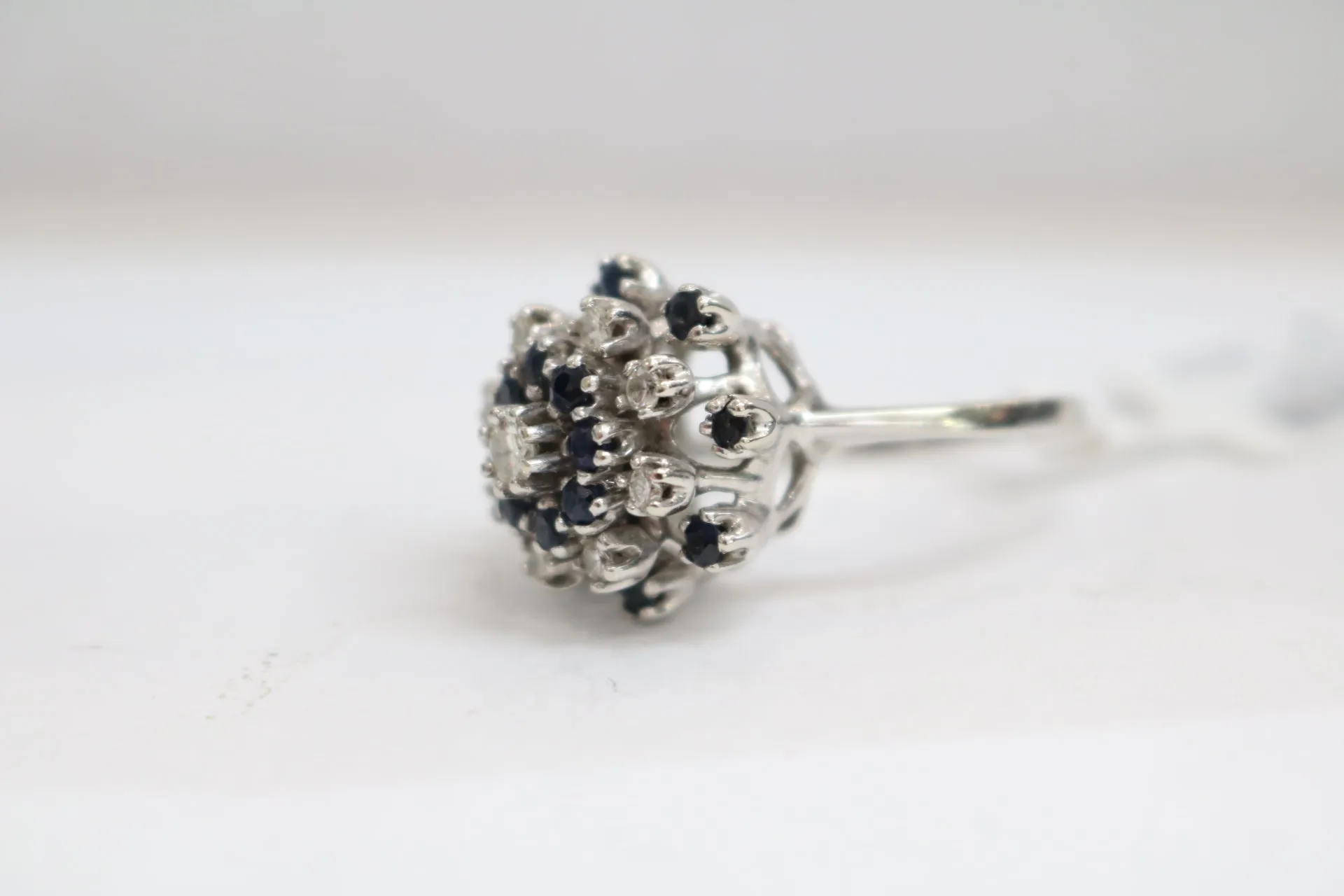 10K White Gold Diamond Cluster Cocktail Ring (Size 8 & 1/2)