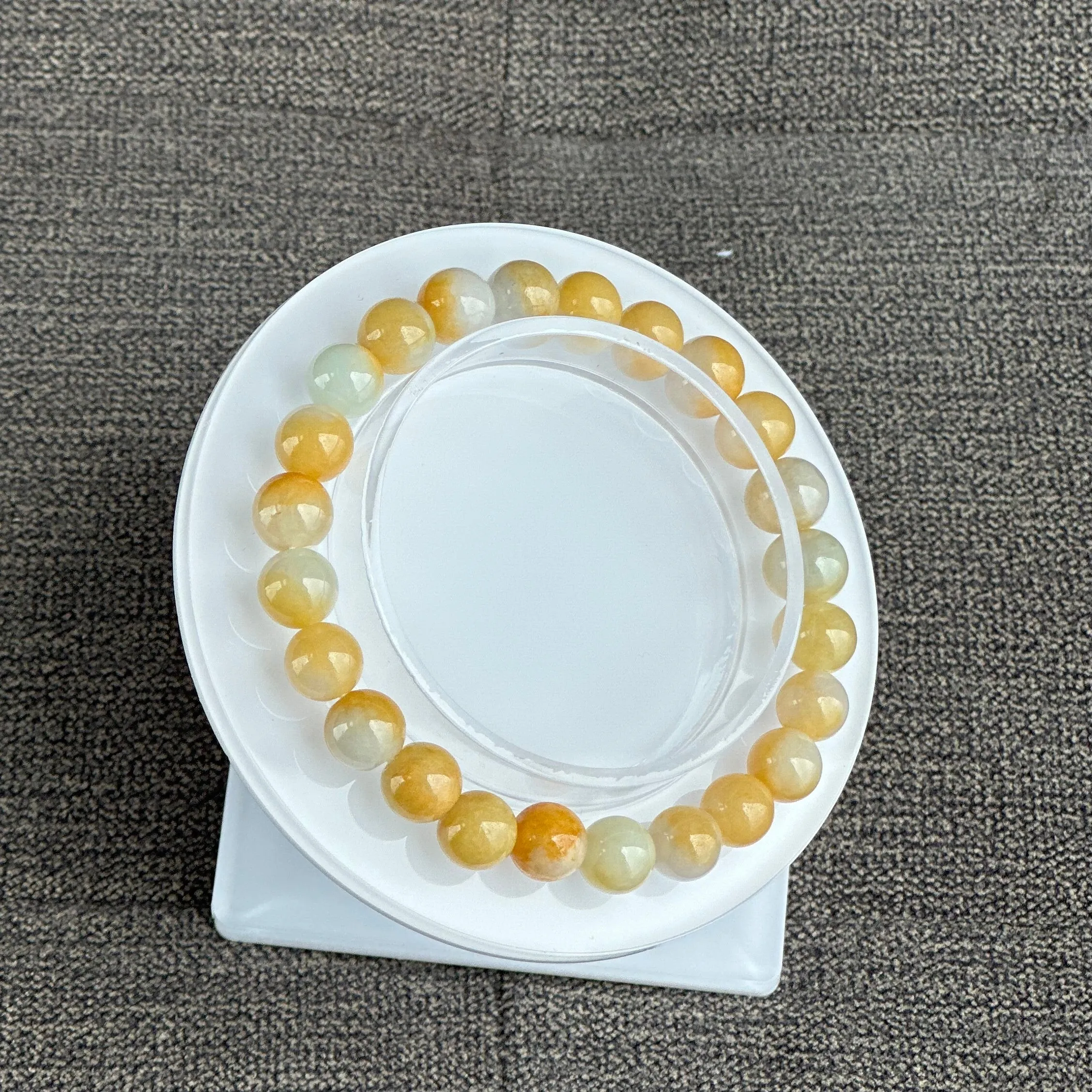 13288 Honey Toffee Type A Jadeite Beaded Bracelet