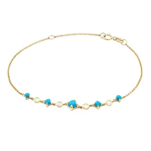 14 KT Turquoise and Diamond Bracelet