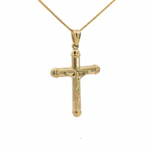 14k Yellow Gold Hallow Cross Pendant Necklace
