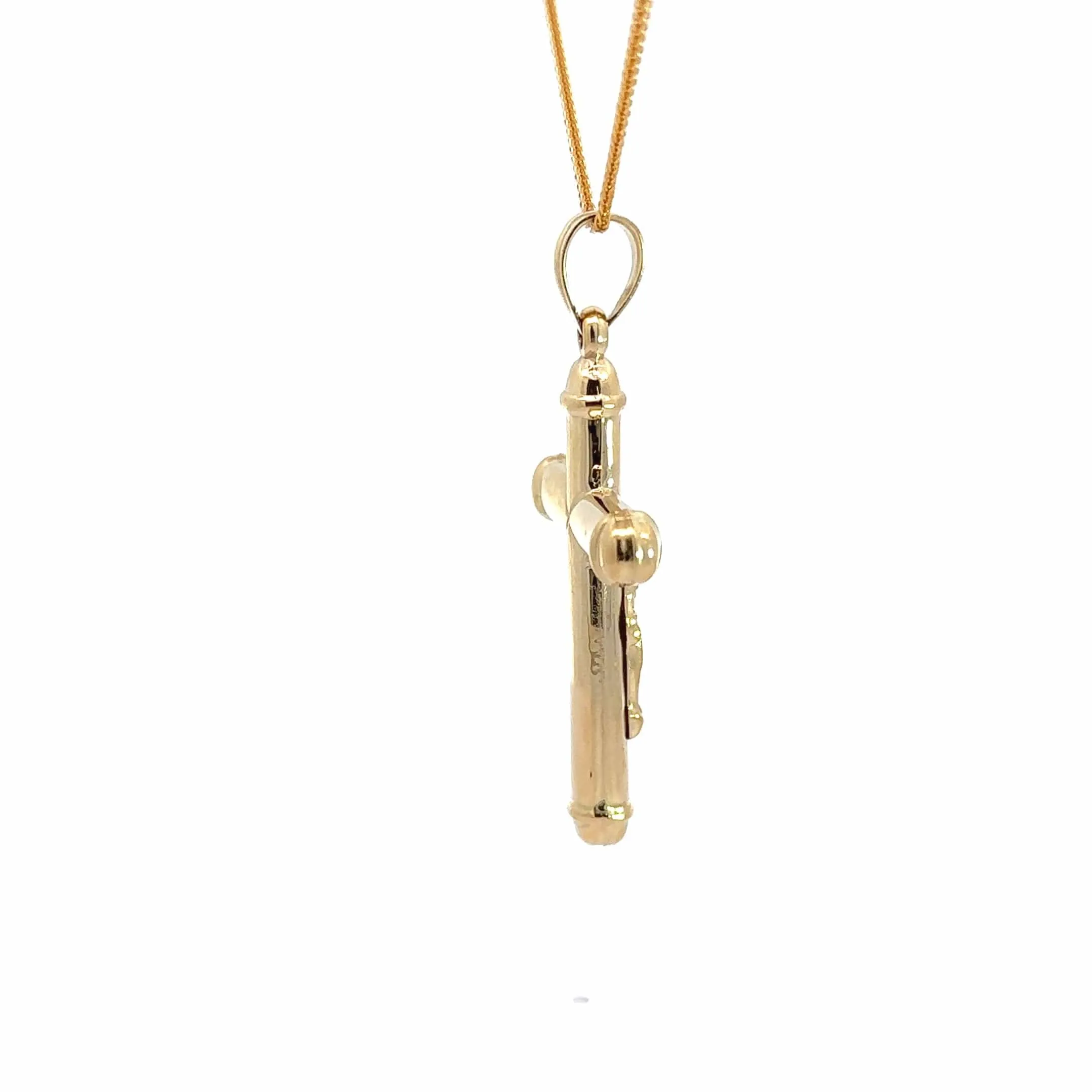 14k Yellow Gold Hallow Cross Pendant Necklace