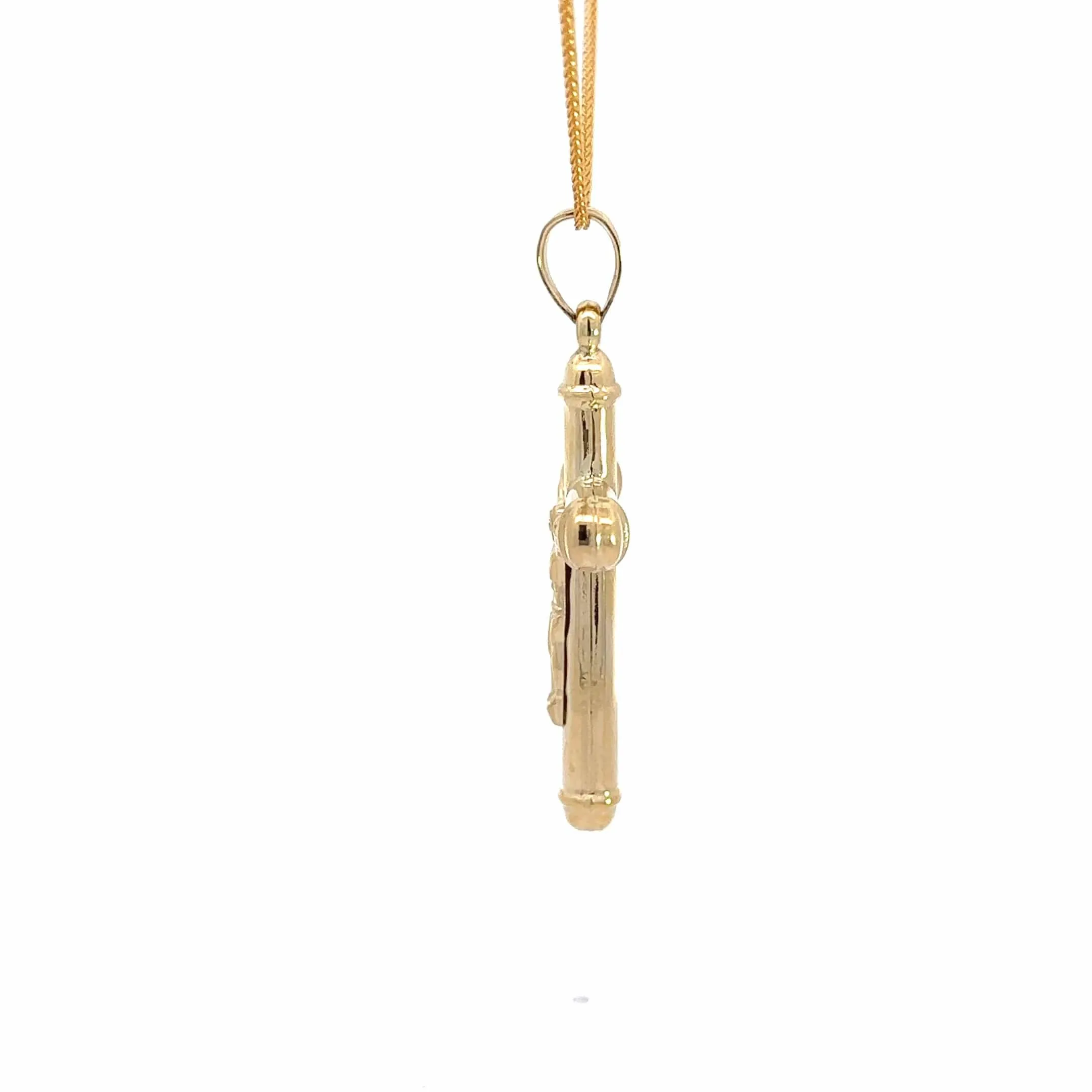 14k Yellow Gold Hallow Cross Pendant Necklace