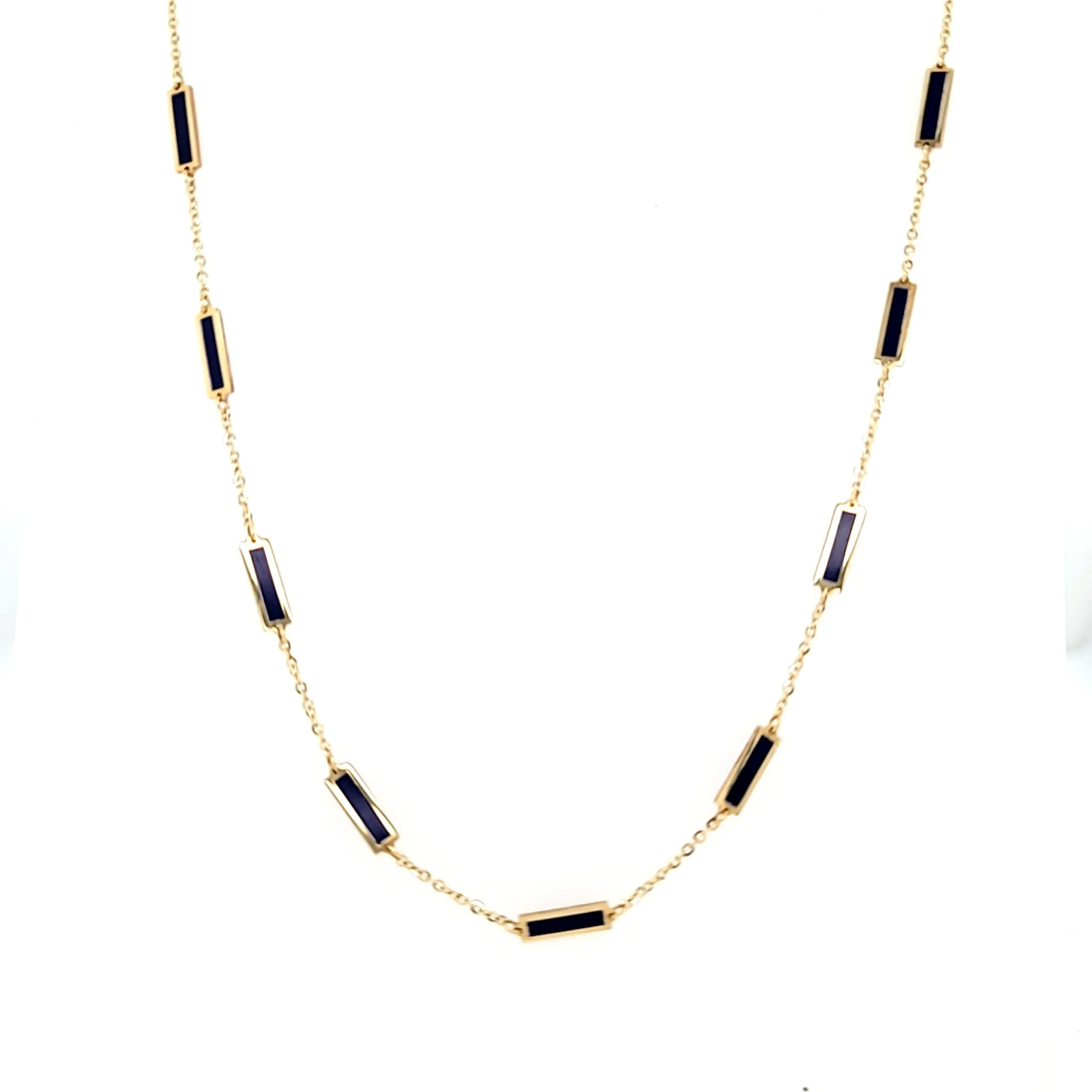 14k Yellow Gold Lapis Station Necklace (I7762)