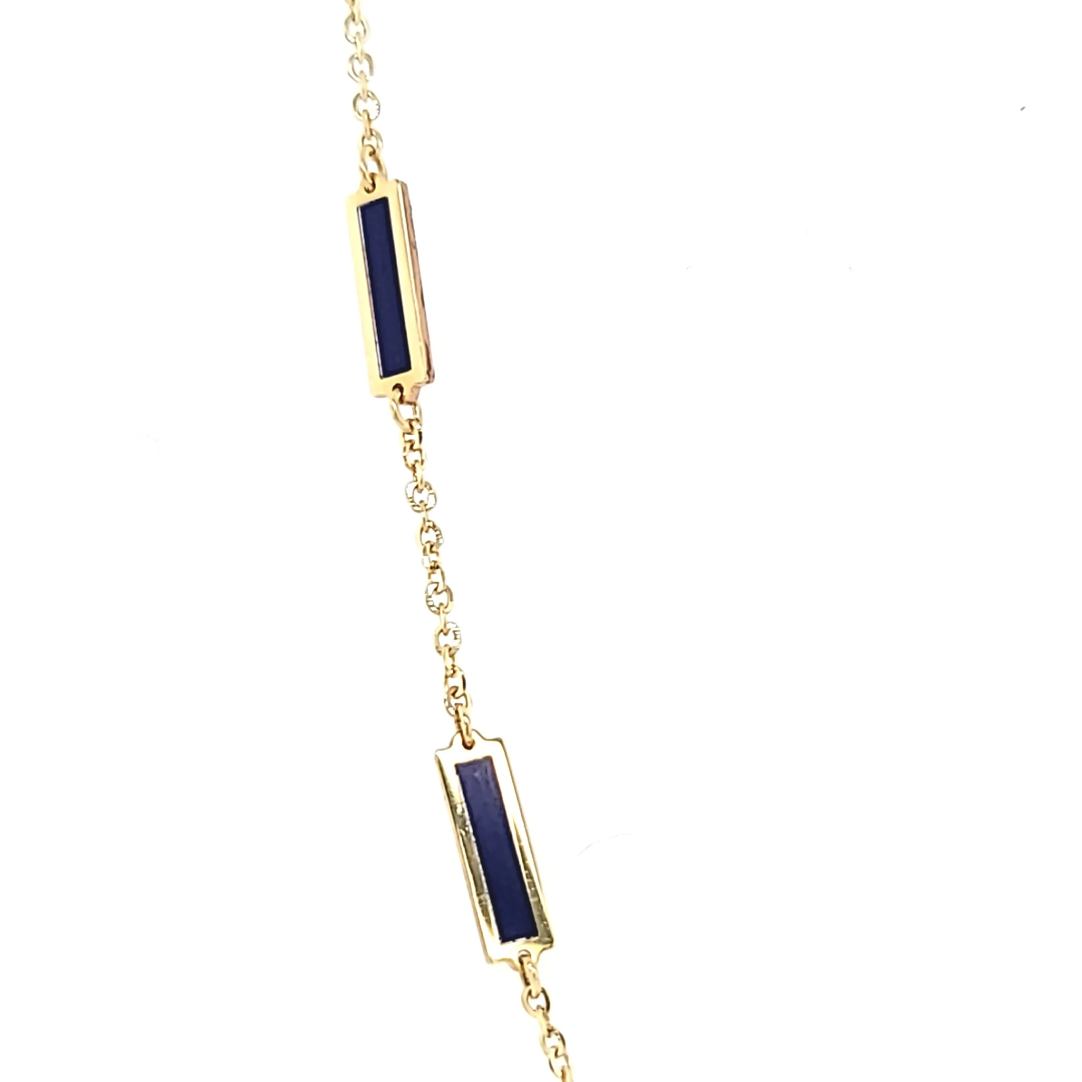 14k Yellow Gold Lapis Station Necklace (I7762)
