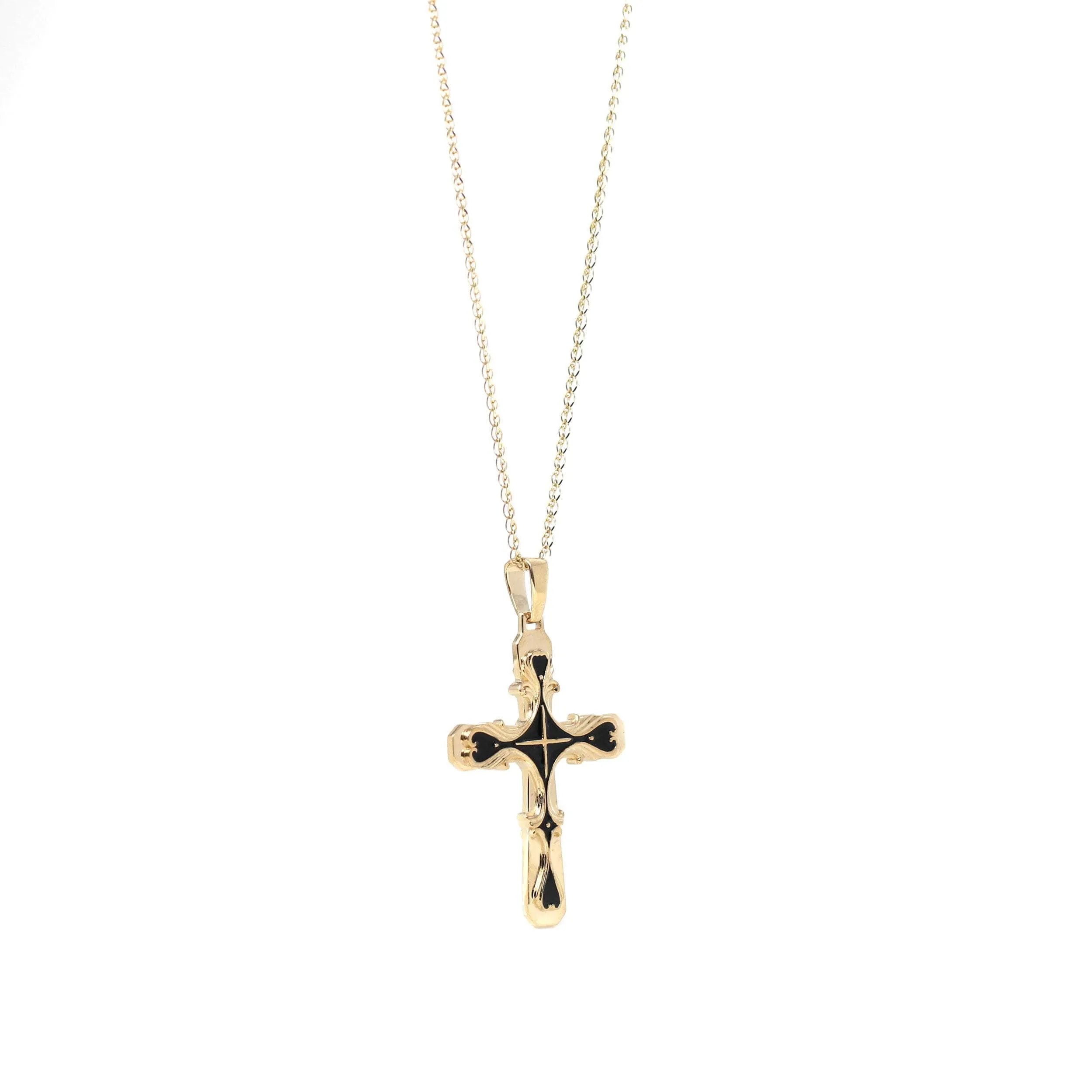 14k Yellow Gold Simple Cross Charm Necklace