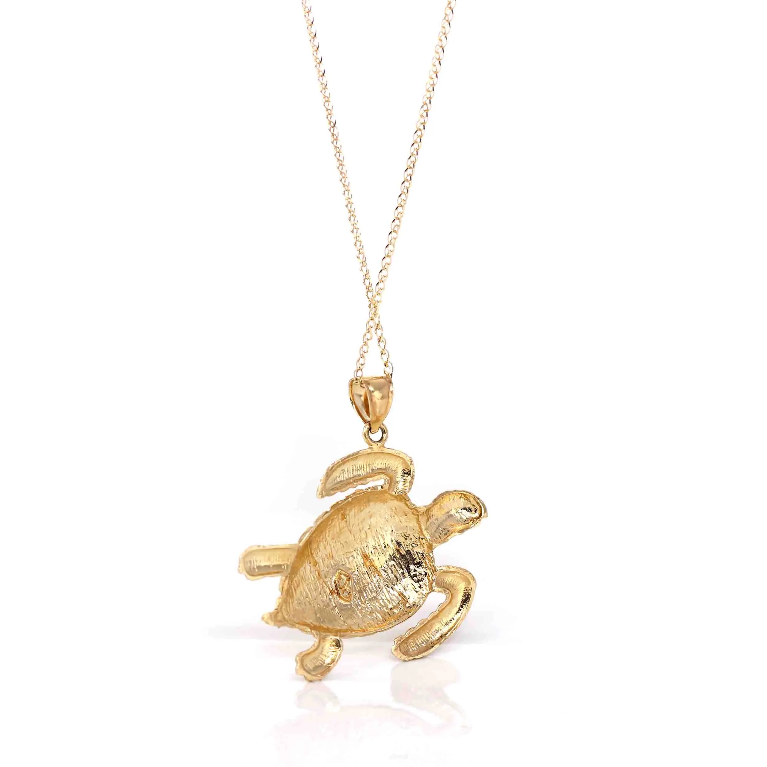 14k Yellow Gold Turtle Pendant Necklace