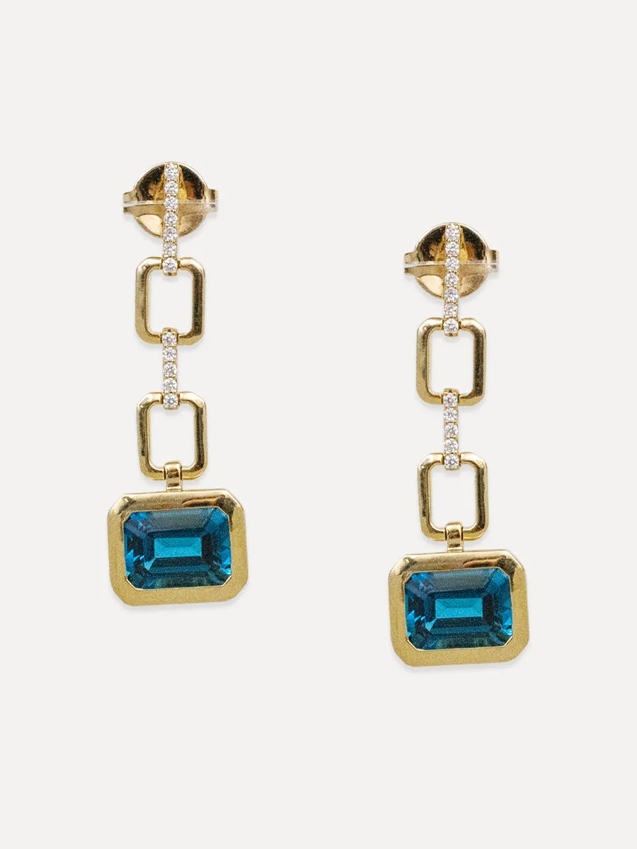 18K London Blue Topaz Drop Studs
