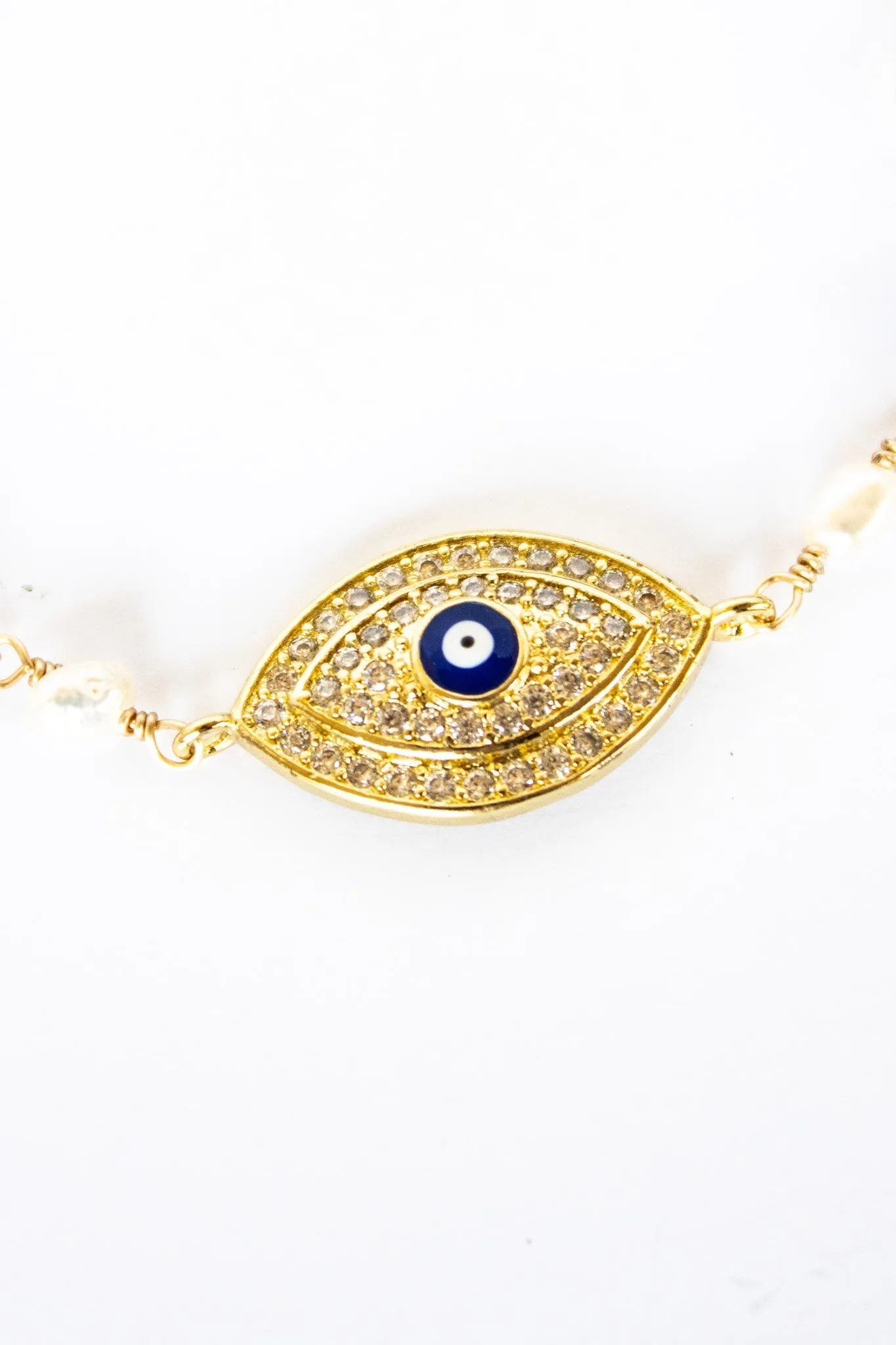 18K Toggle Eyes Wide Open Lapis & Pearl Bracelet