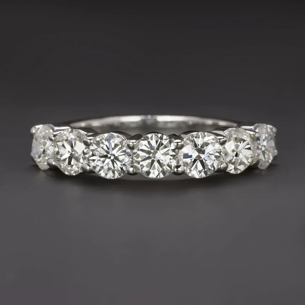 2.14ct VERY GOOD CUT DIAMOND 7 STONE WEDDING BAND STACKING RING 14k WHITE GOLD