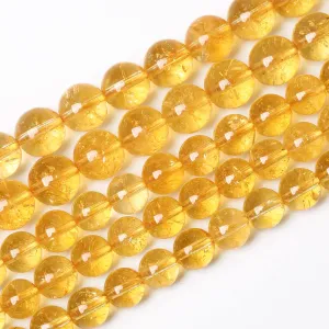 8mm 45Pcs Natural Citrine Beads for Jewelry Making Gemstone Round Loose Beads Crystal Energy Stone Healing Power DIY Bracelet Necklace 8mm