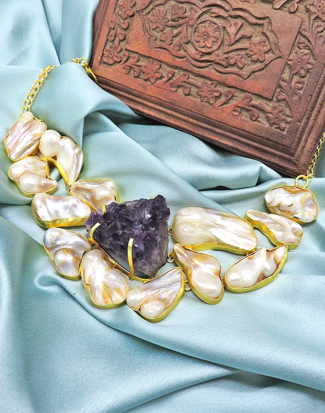 Amethyst & Baroque Pearl Necklace