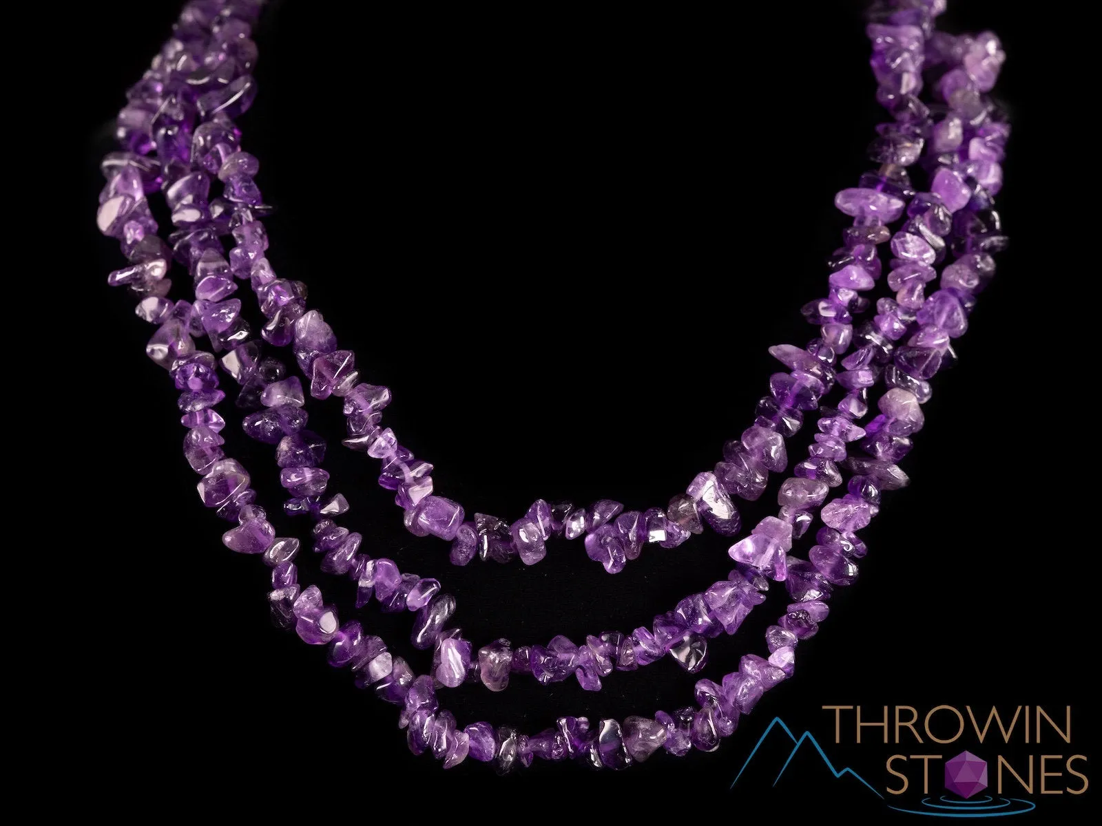 AMETHYST Crystal Necklace - Chip Beads - Long Crystal Necklace, Birthstone Necklace, Handmade Jewelry, E1687