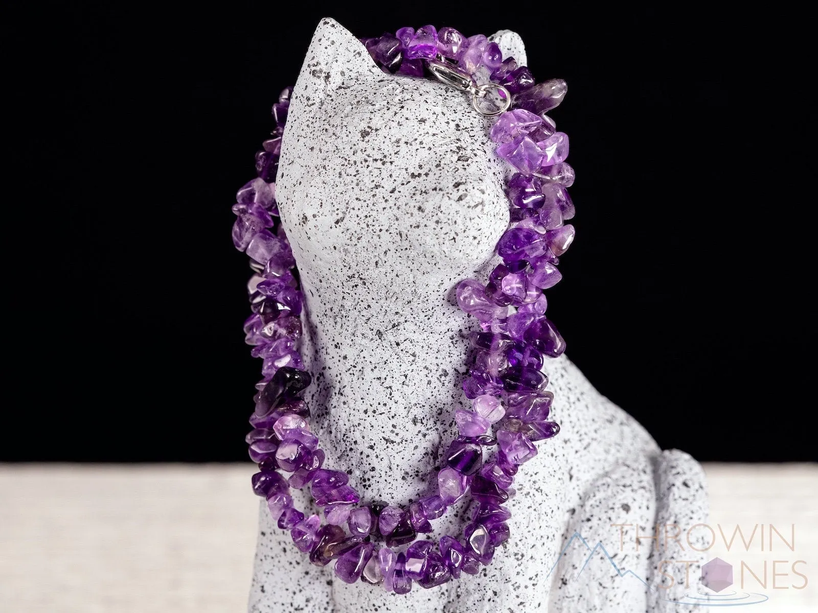 AMETHYST Crystal Necklace - Chip Beads - Long Crystal Necklace, Birthstone Necklace, Handmade Jewelry, E1687