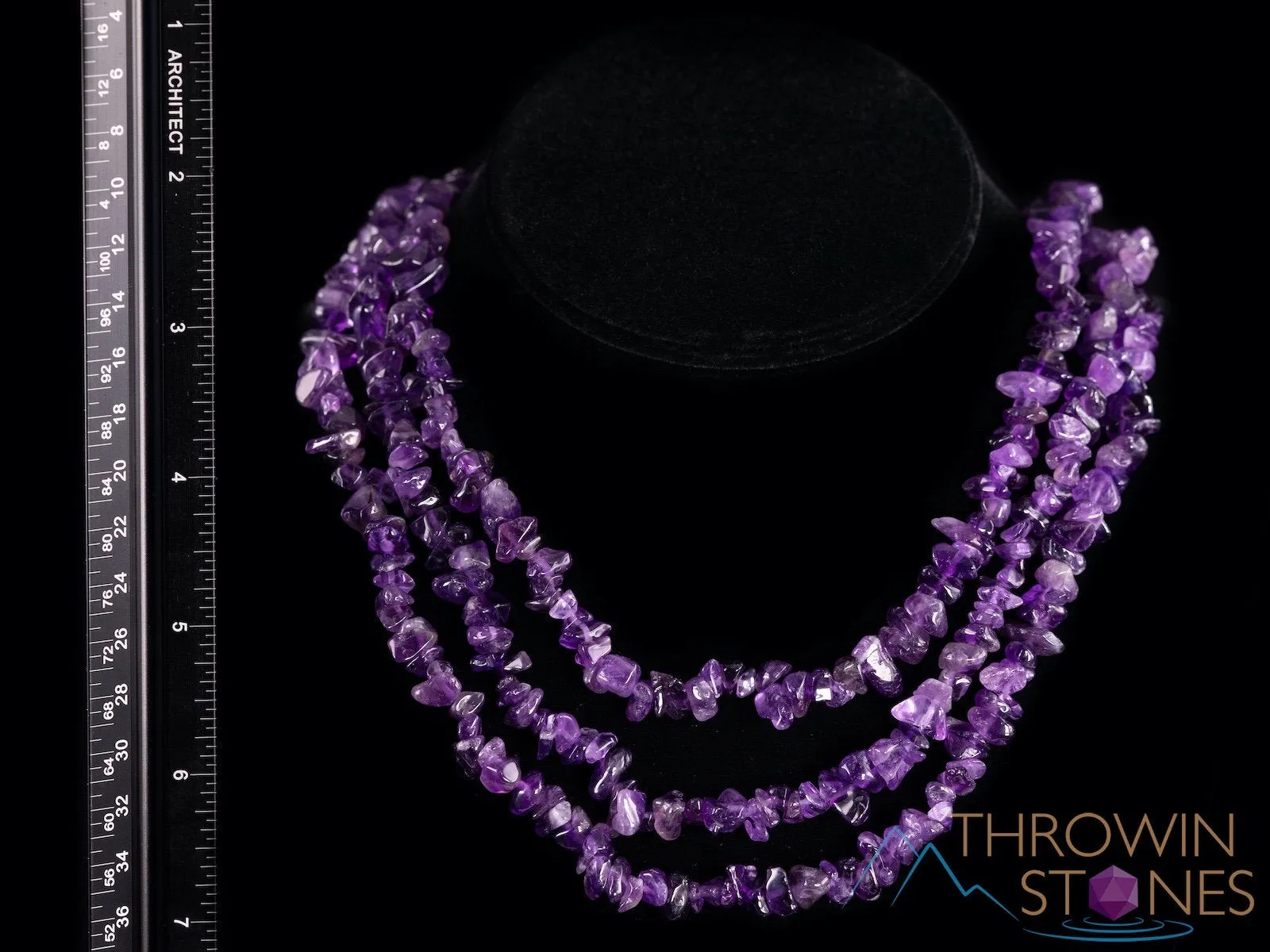 AMETHYST Crystal Necklace - Chip Beads - Long Crystal Necklace, Birthstone Necklace, Handmade Jewelry, E1687