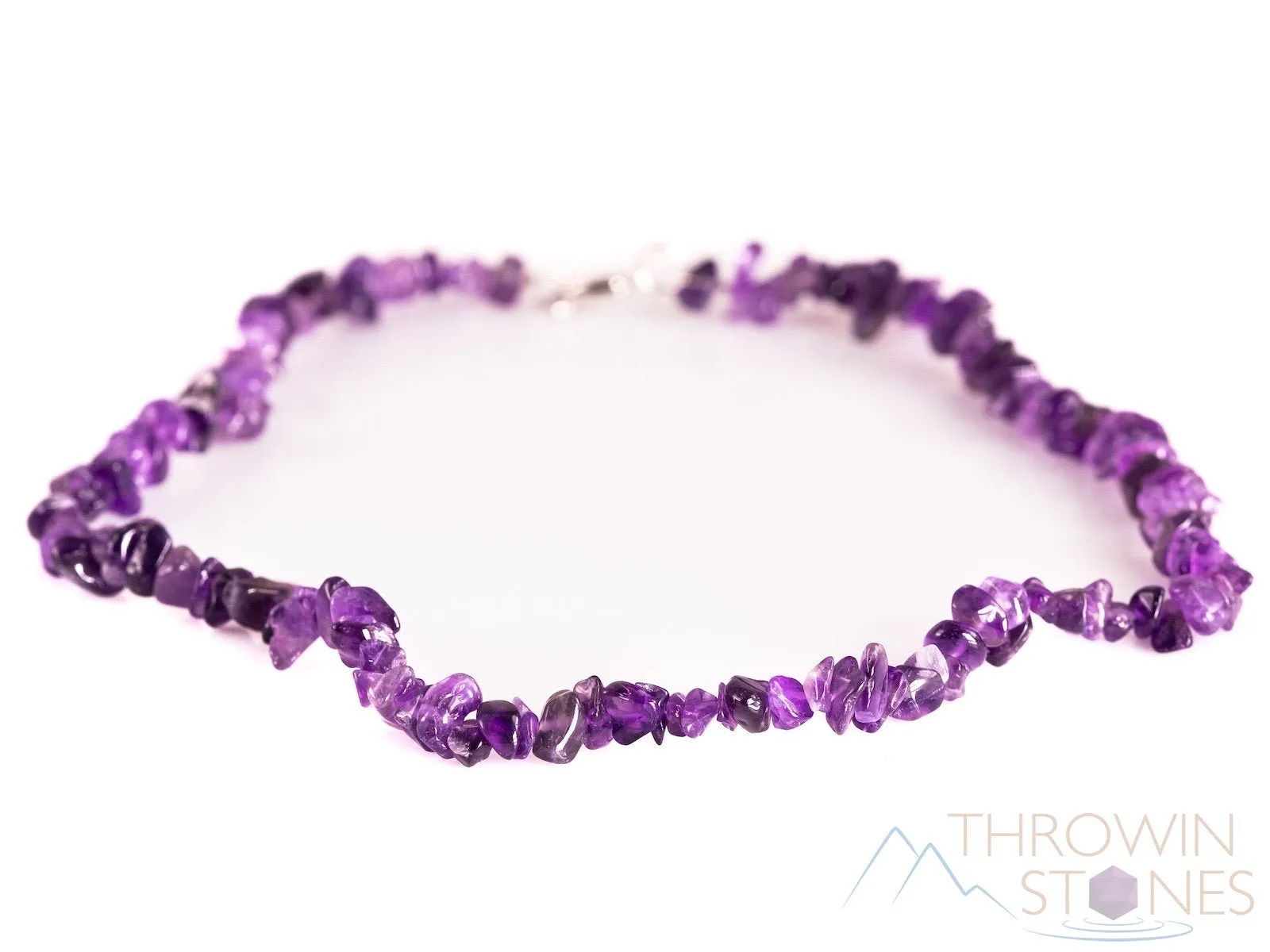 AMETHYST Crystal Necklace - Chip Beads - Long Crystal Necklace, Birthstone Necklace, Handmade Jewelry, E1687