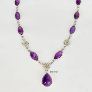 Amethyst Sahasrara Chakra Silver Necklace