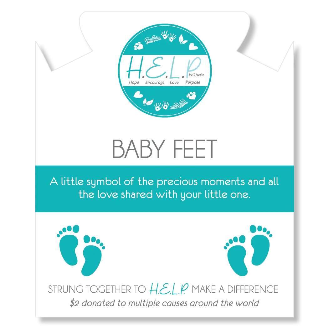 Baby Feet Charm with Blue and White Jade Charity Bracelet