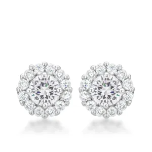 Belle Clear Round Halo Stud Earrings | 2ct