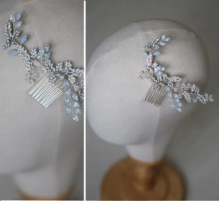 Blue Opal and Crystal Hair Comb