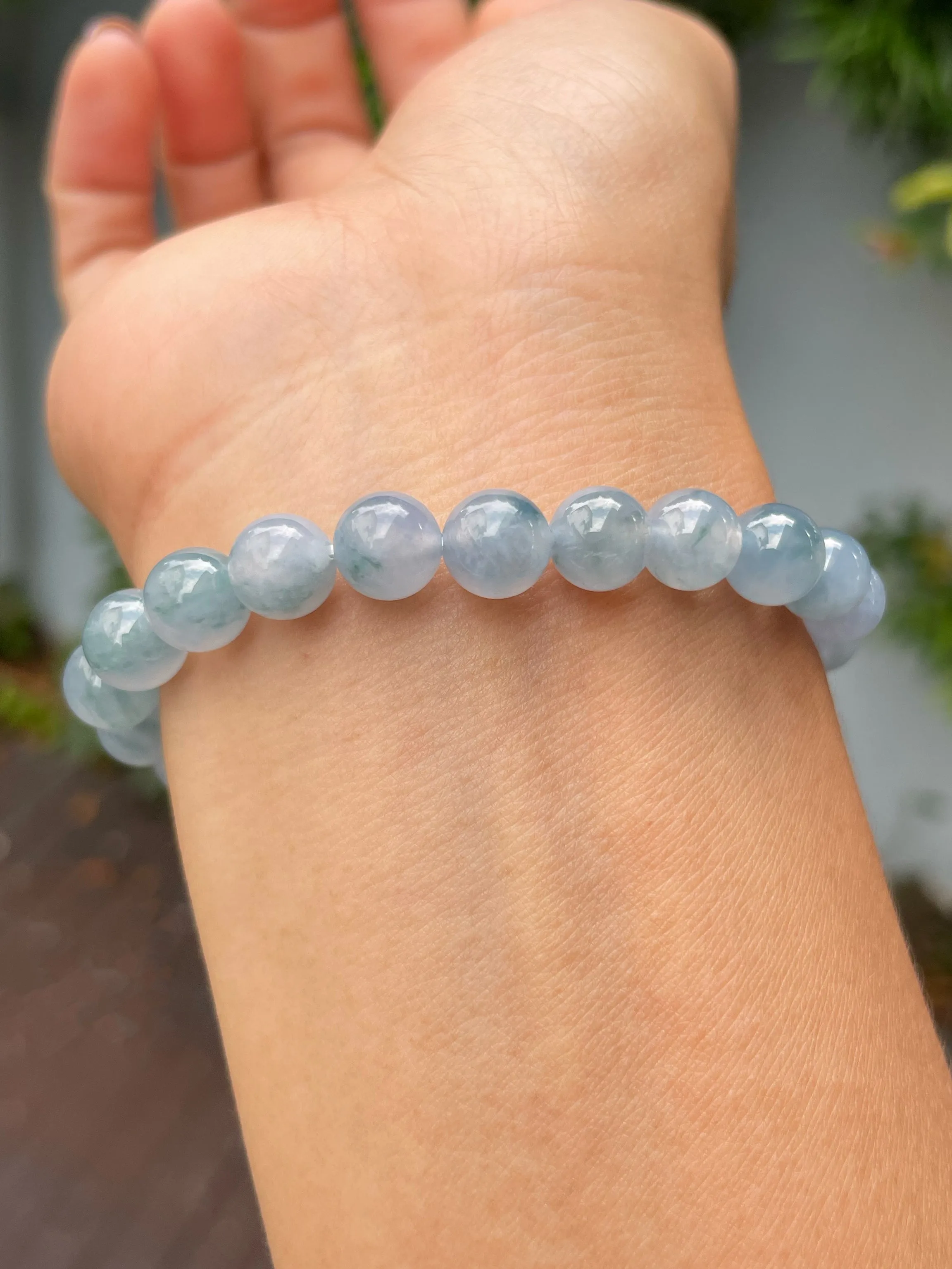 Bluish Lavender Jade Bracelet - Round Beads (NJBA158)