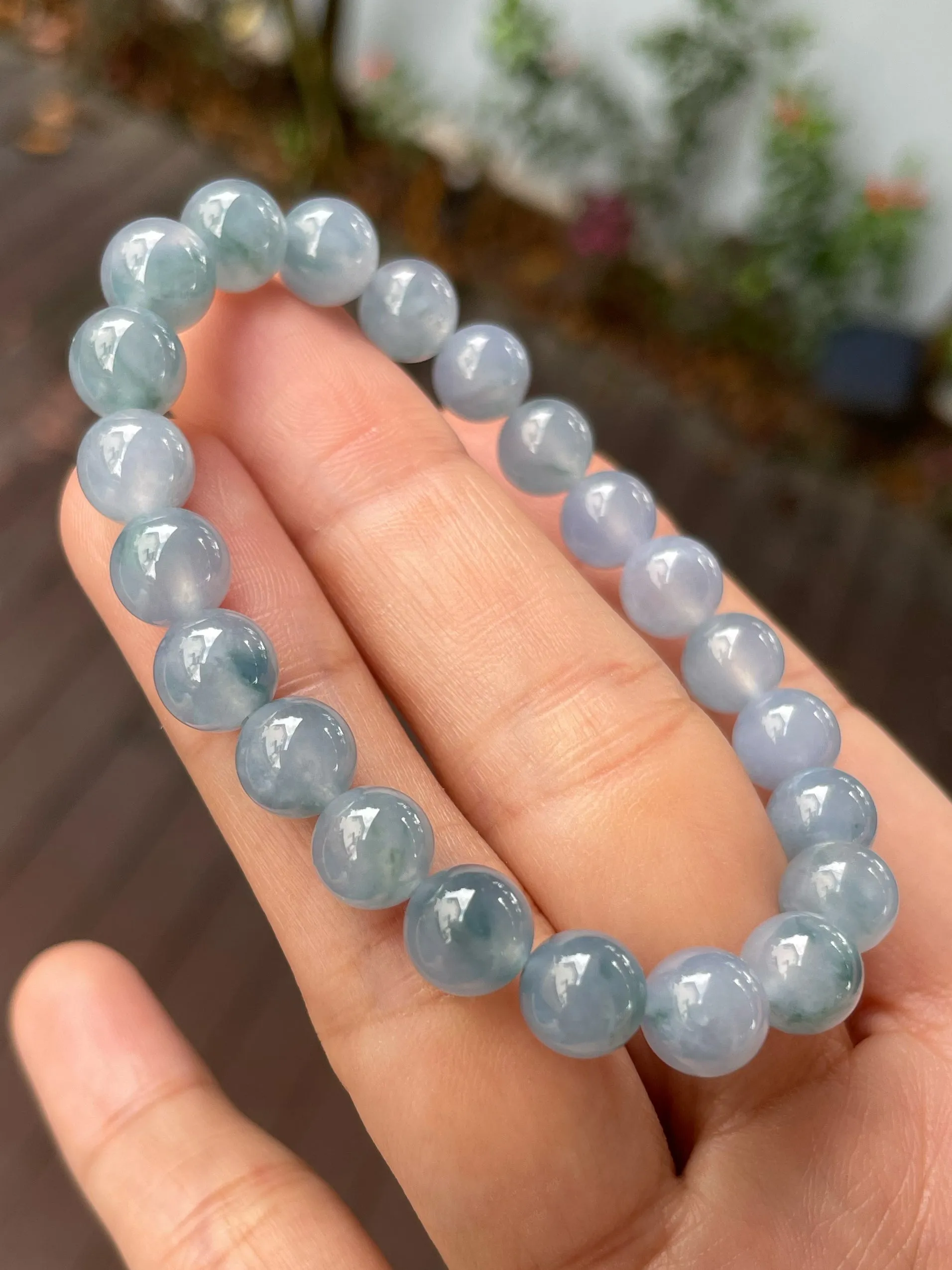 Bluish Lavender Jade Bracelet - Round Beads (NJBA158)