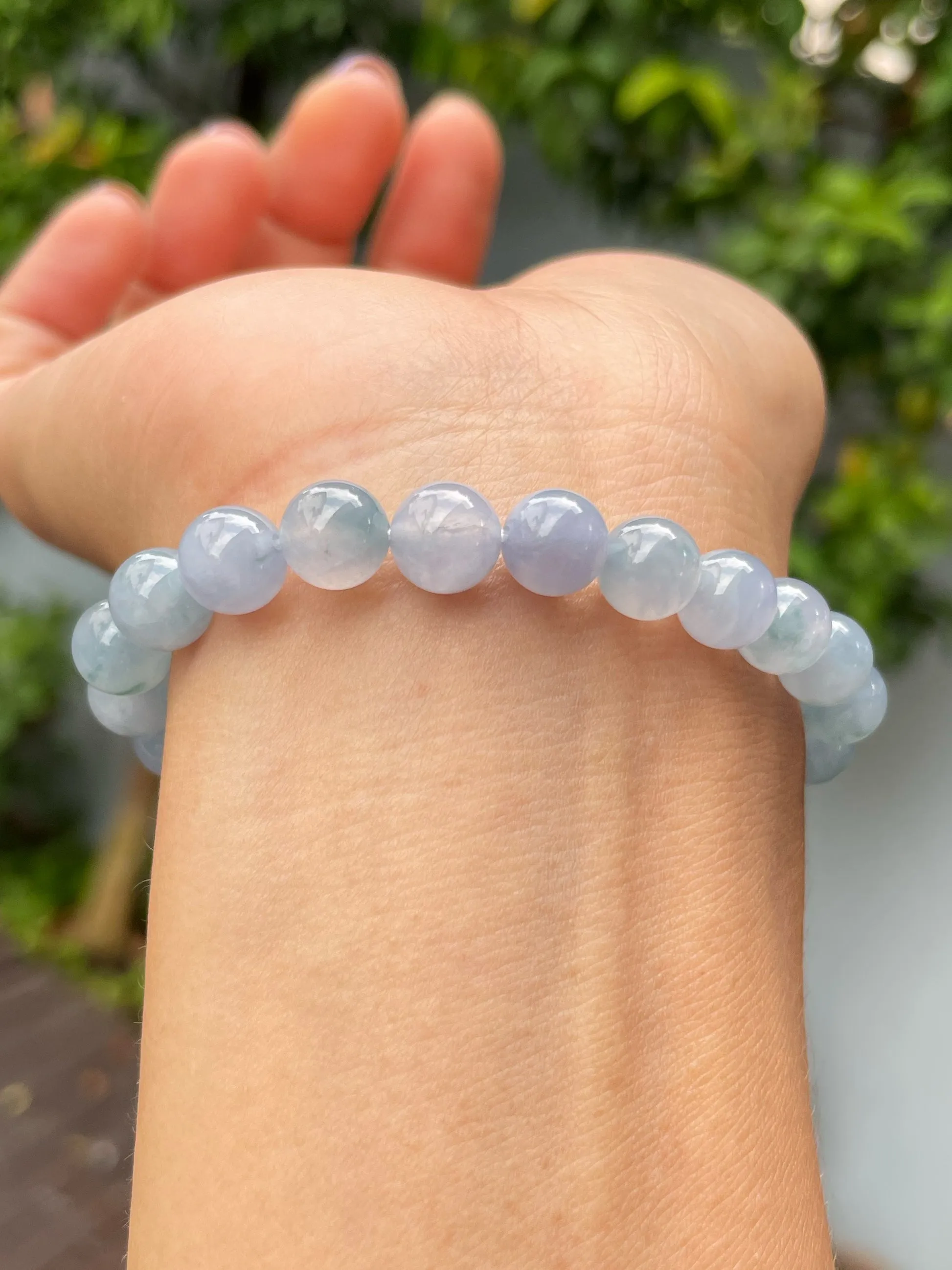 Bluish Lavender Jade Bracelet - Round Beads (NJBA158)