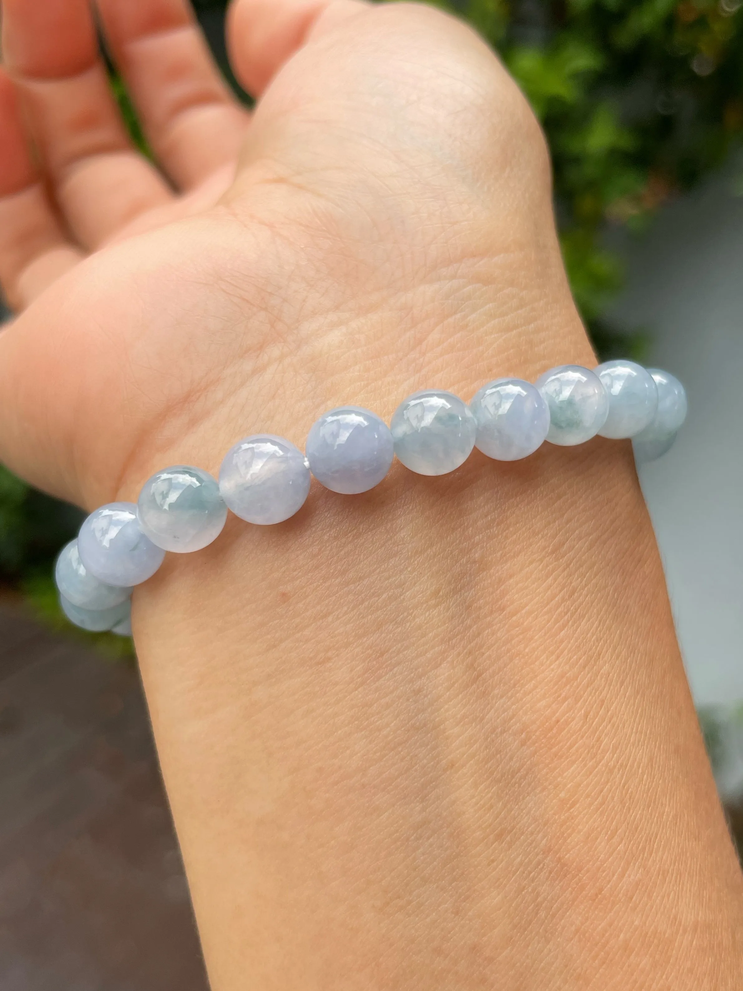 Bluish Lavender Jade Bracelet - Round Beads (NJBA158)