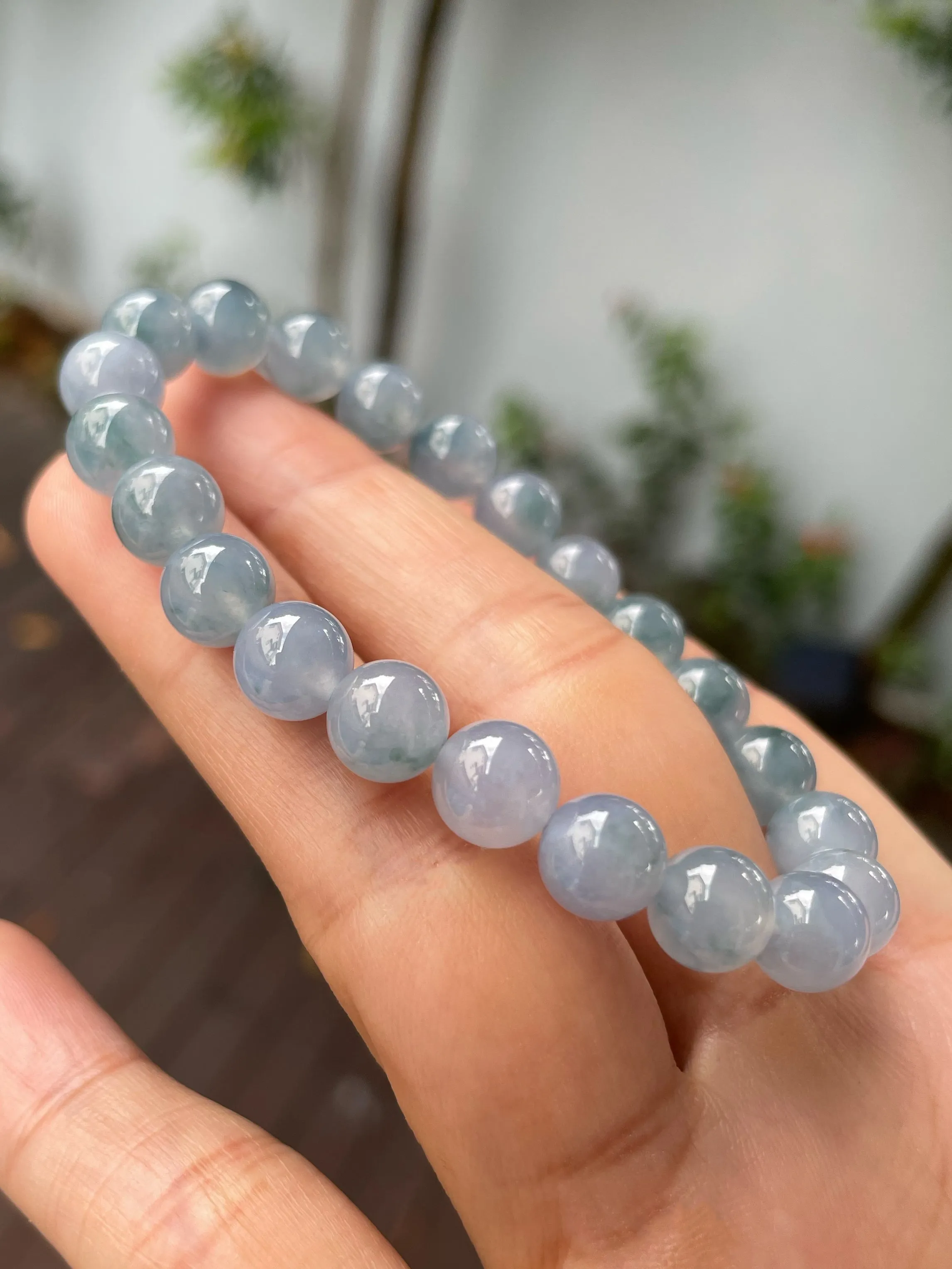 Bluish Lavender Jade Bracelet - Round Beads (NJBA158)