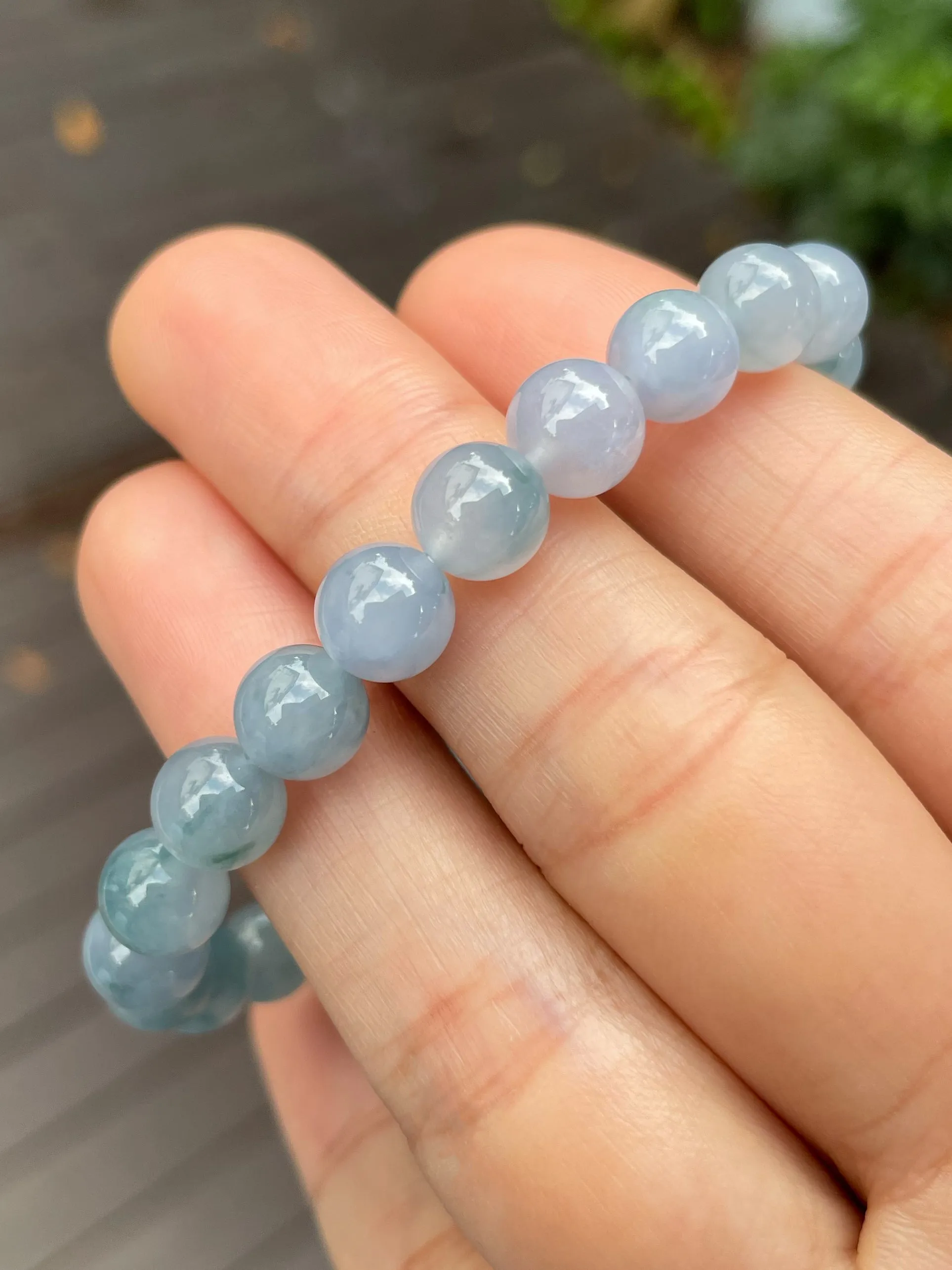 Bluish Lavender Jade Bracelet - Round Beads (NJBA158)