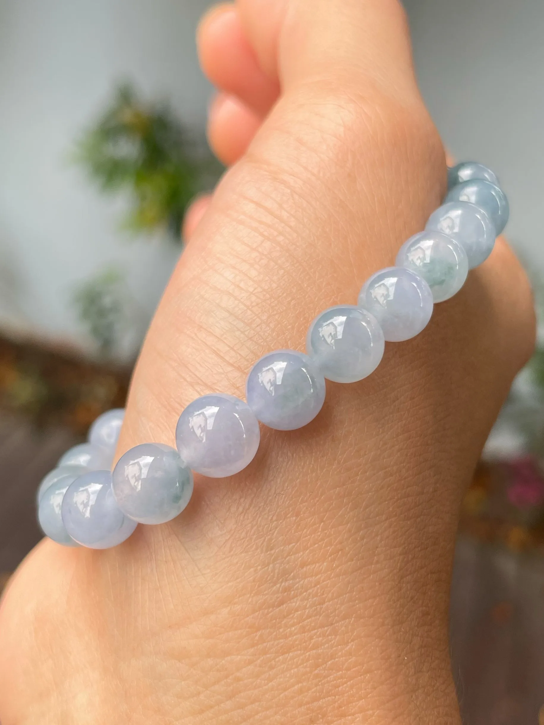 Bluish Lavender Jade Bracelet - Round Beads (NJBA158)