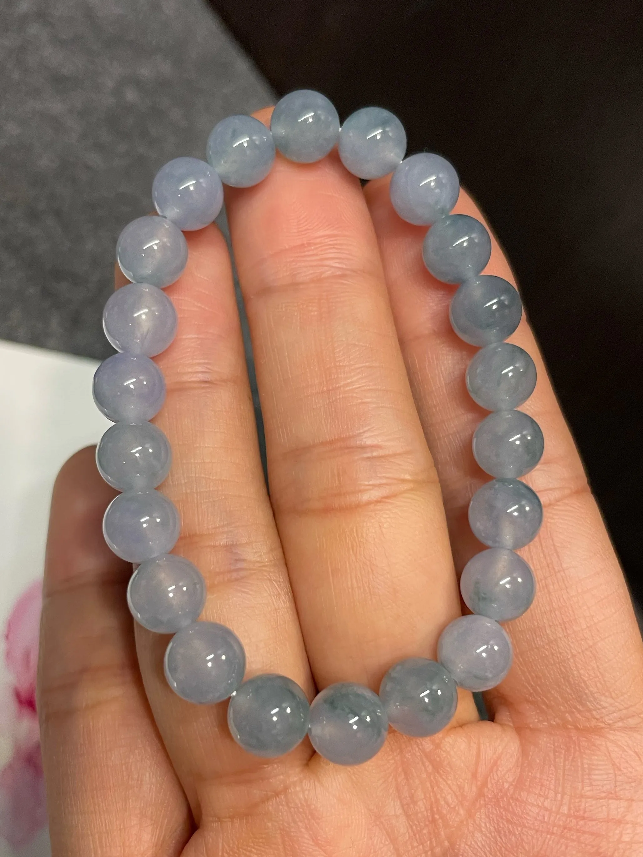 Bluish Lavender Jade Bracelet - Round Beads (NJBA158)