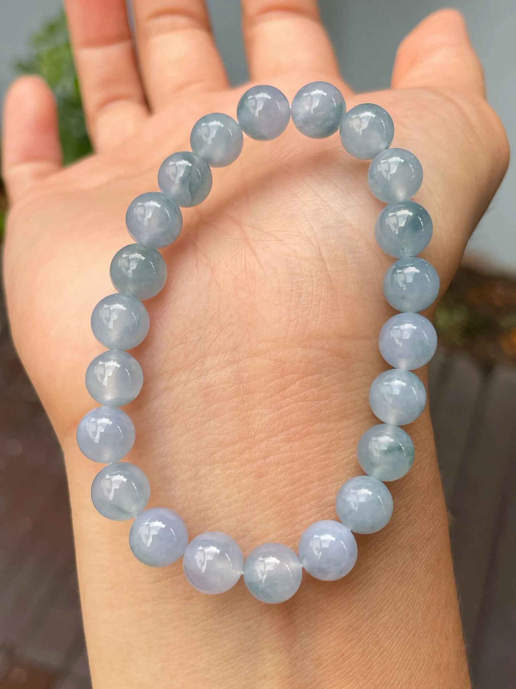 Bluish Lavender Jade Bracelet - Round Beads (NJBA158)