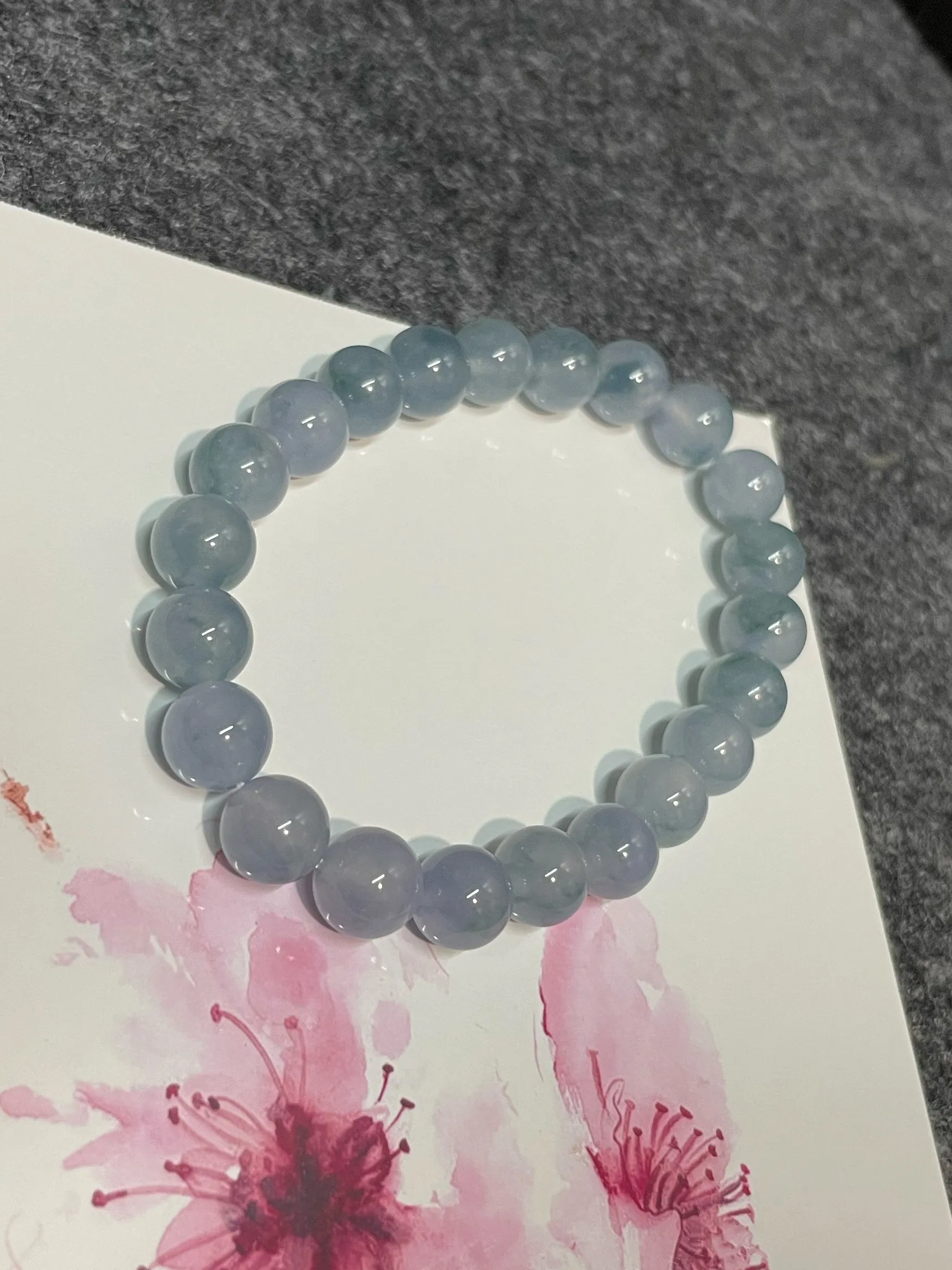 Bluish Lavender Jade Bracelet - Round Beads (NJBA158)