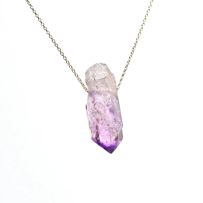Brandberg Amethyst Necklace 14k Gold