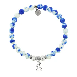 Bunny Charm with Blue and White Jade Charity Bracelet