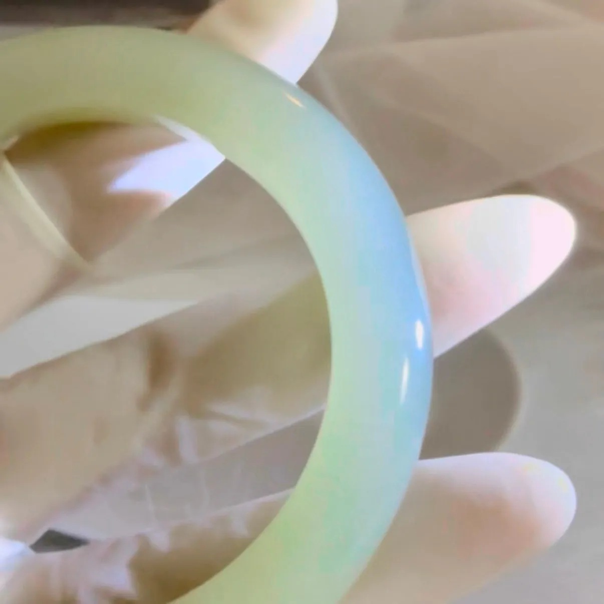 Certified water green genuine Hetian jade nephrite jade bracelet bangle - inner diameter 55.5mm