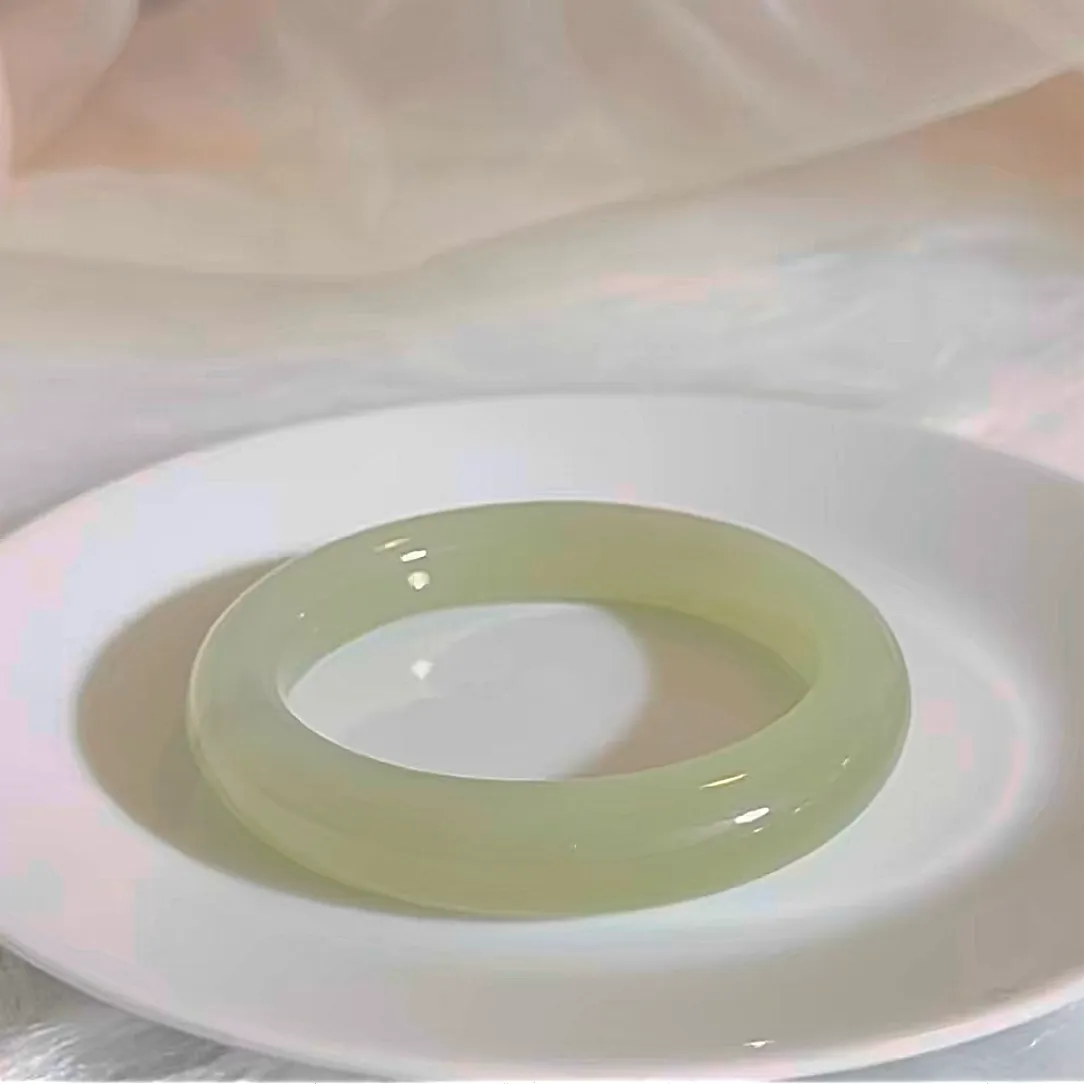 Certified water green genuine Hetian jade nephrite jade bracelet bangle - inner diameter 55.5mm