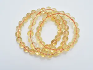 Citrine Beads, Approx. 8mm Round Beads, 7-7.5 Inch