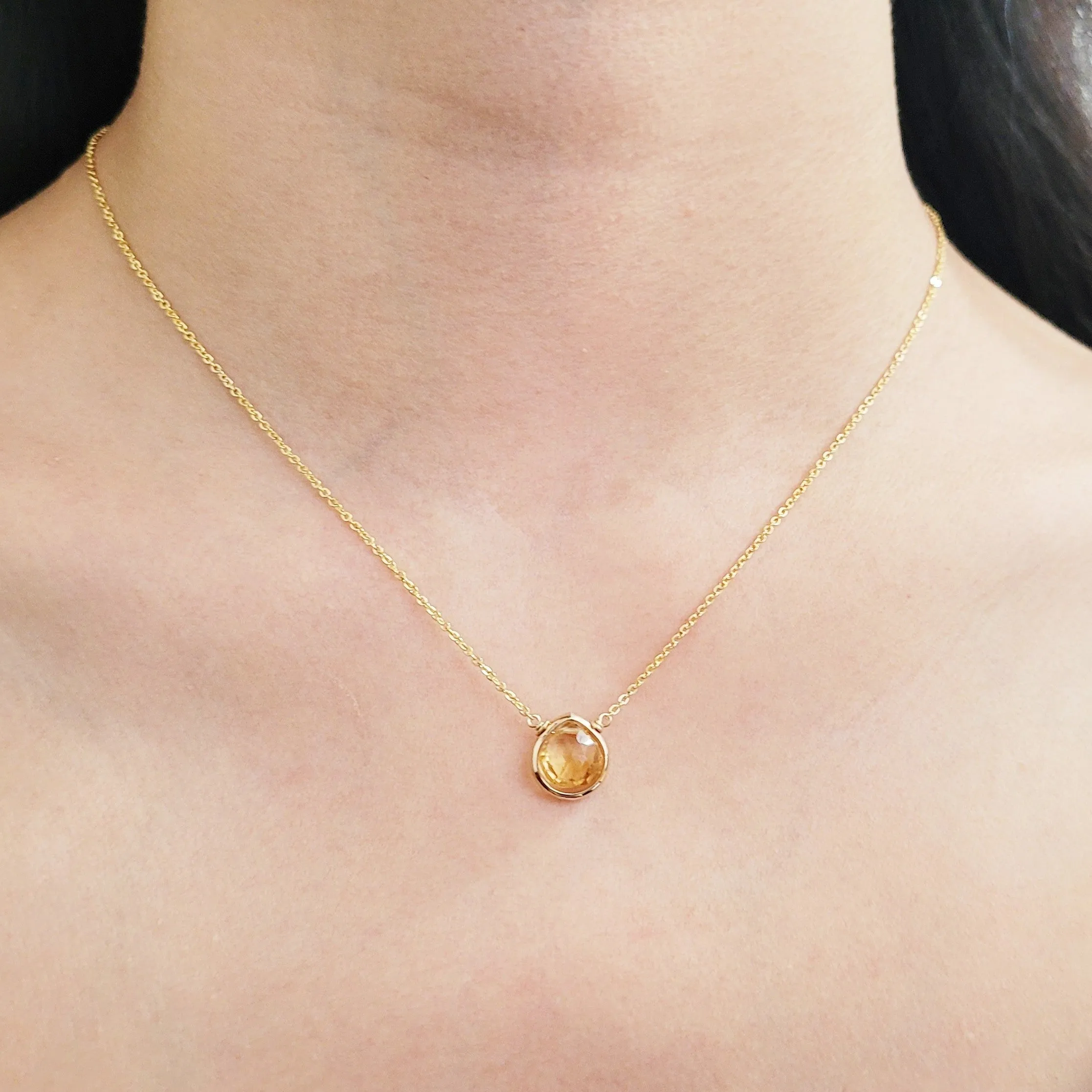 Citrine Heart Briolette Pendant Necklace