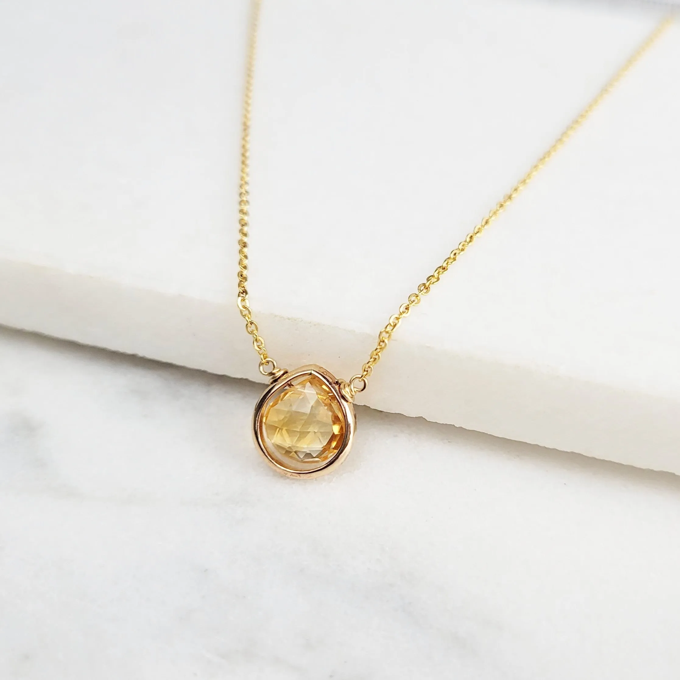 Citrine Heart Briolette Pendant Necklace