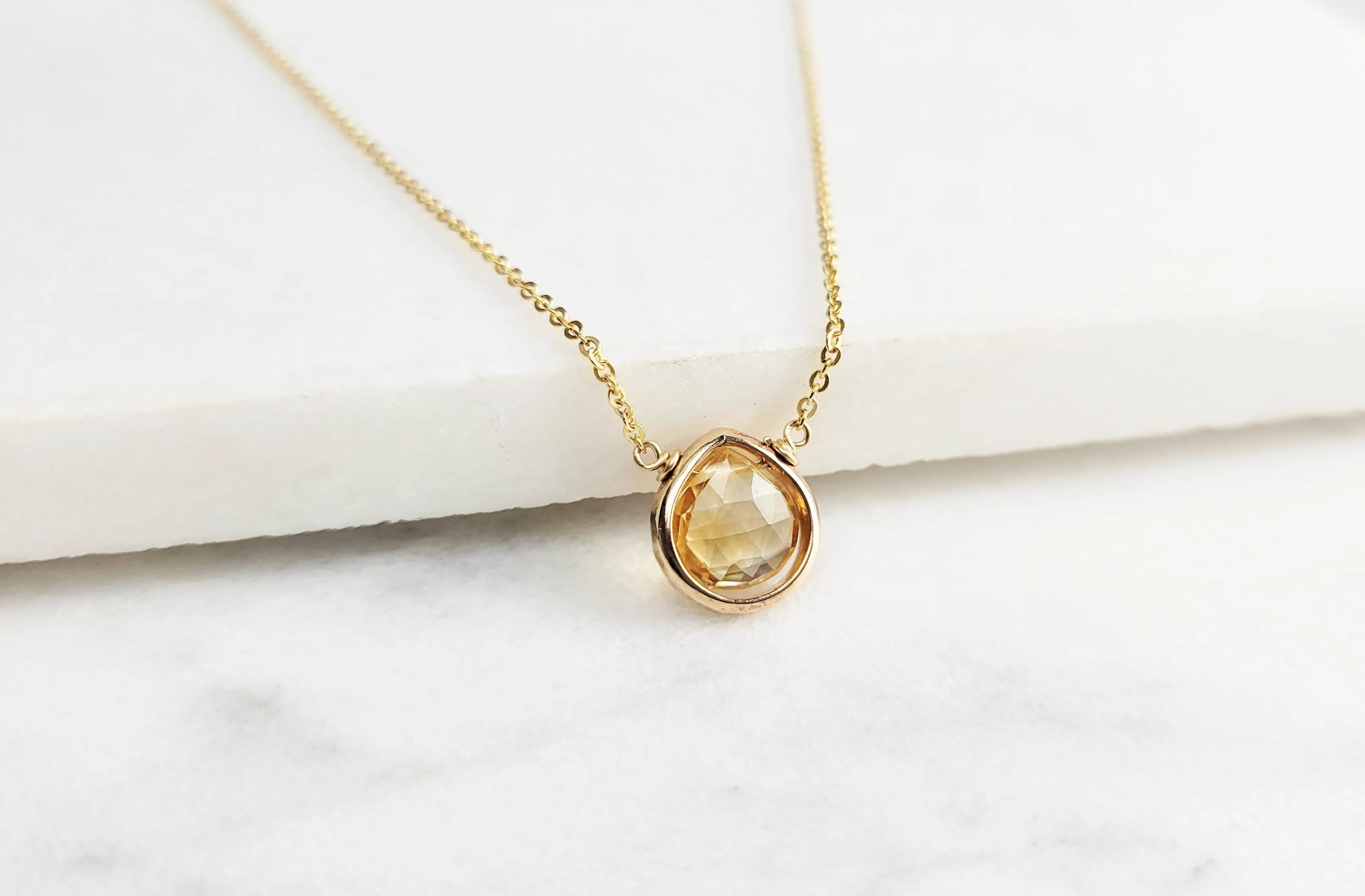 Citrine Heart Briolette Pendant Necklace