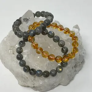 Citrine Meet Labradorite 3-Piece 10MM Round Bracelet Set