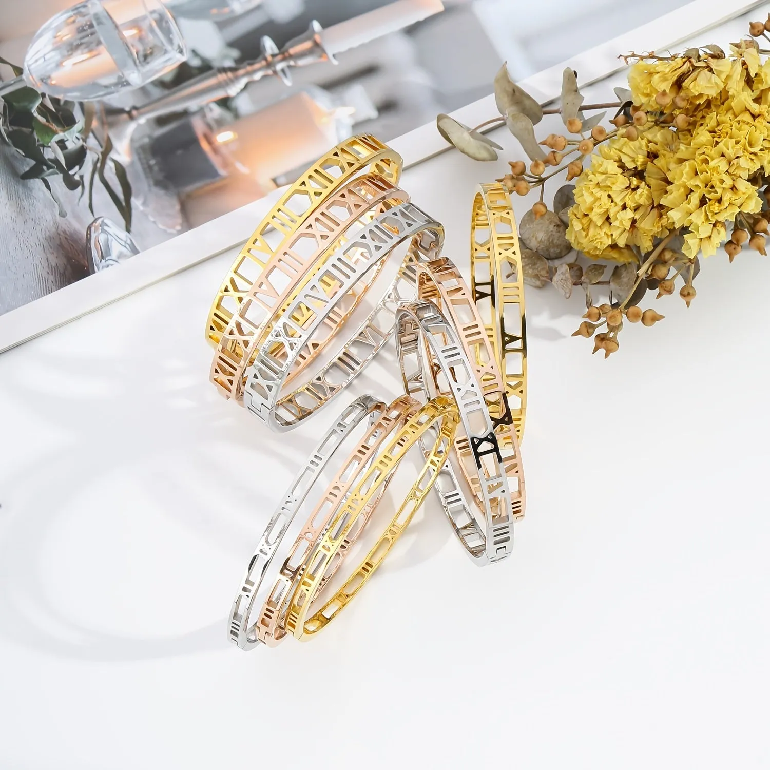 Classic Hollow Roman Numeral Unisex Bracelet