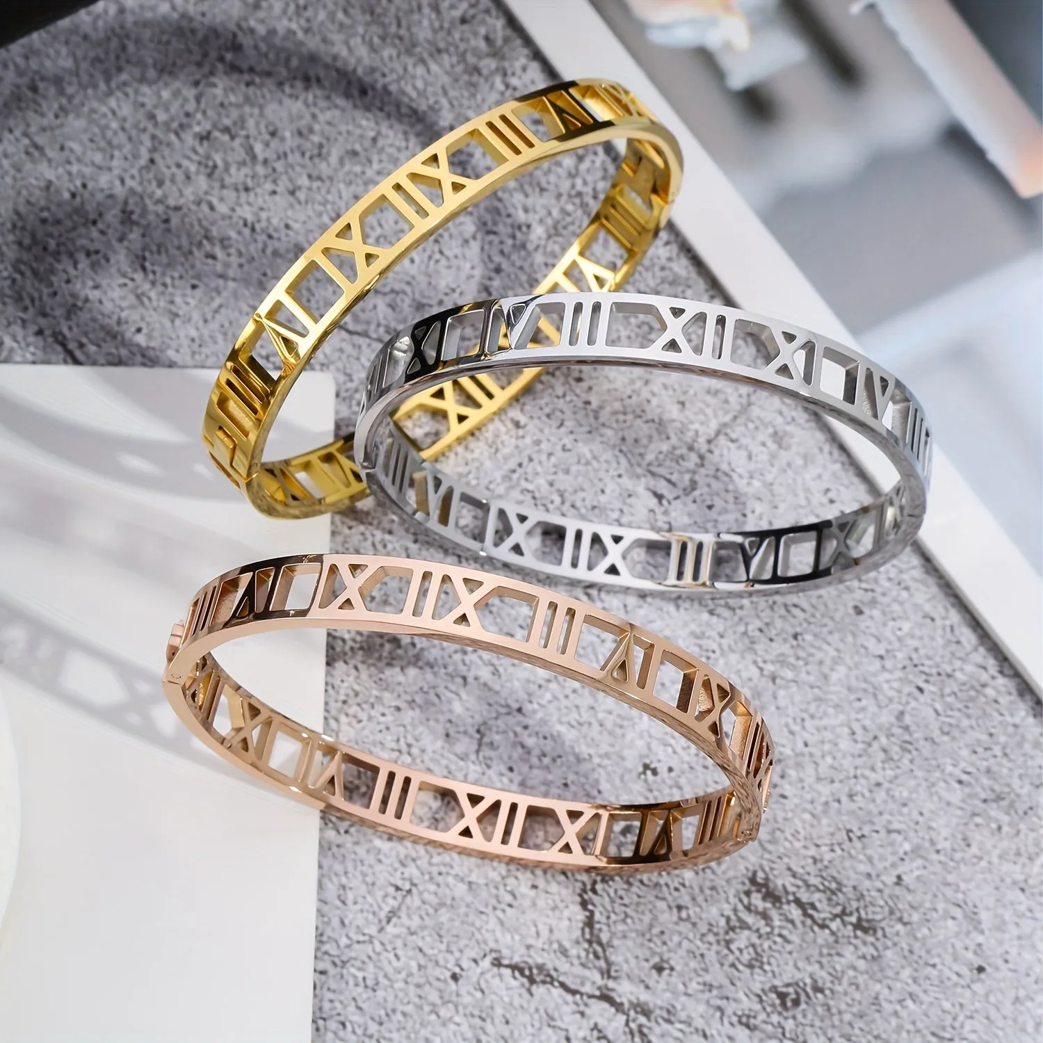 Classic Hollow Roman Numeral Unisex Bracelet