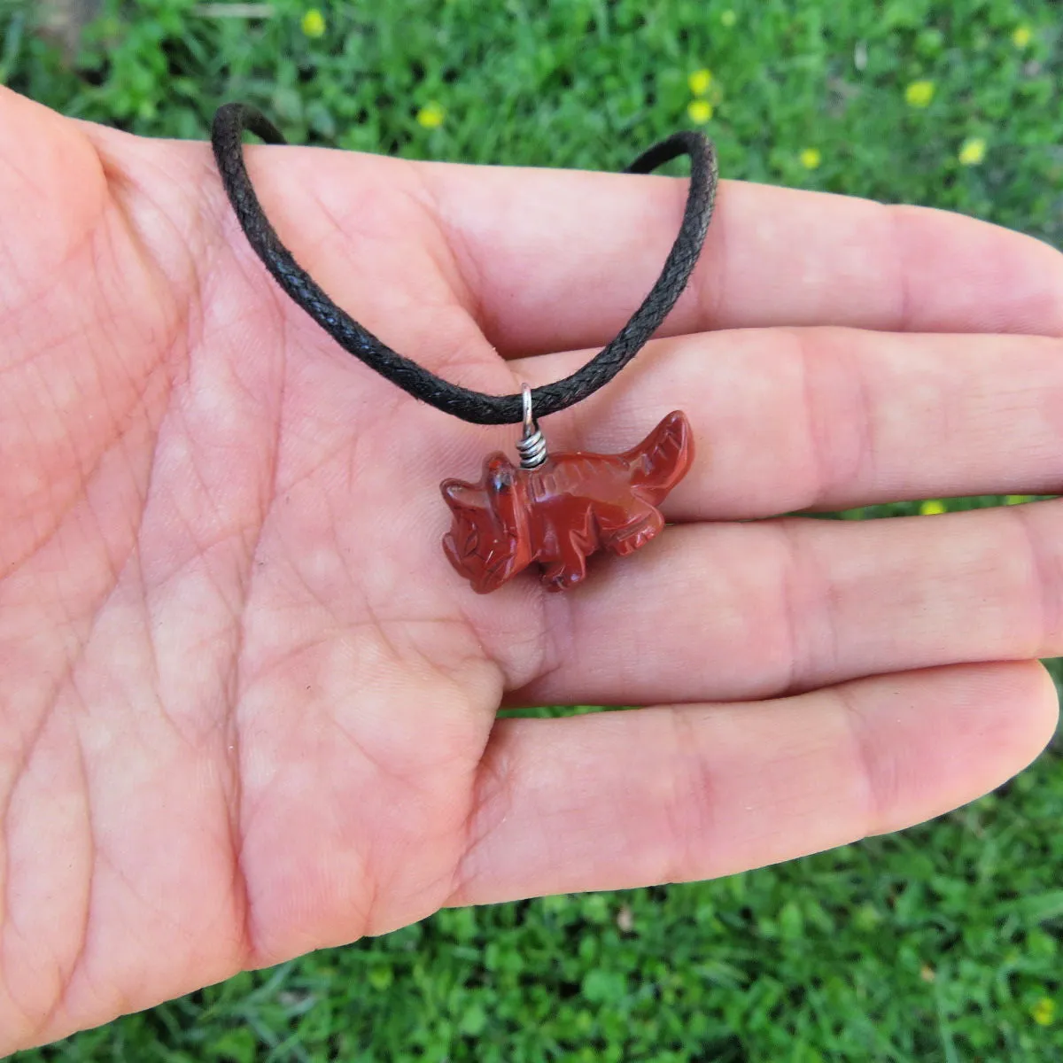 Crystal Dinosaur Necklace | Carved Stone Dinosaur Jewelry