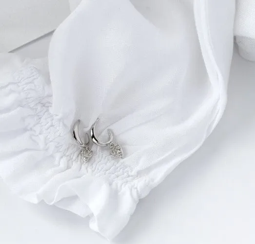 Desire Lust Precious Pavé Heart Hoop Drop Earrings