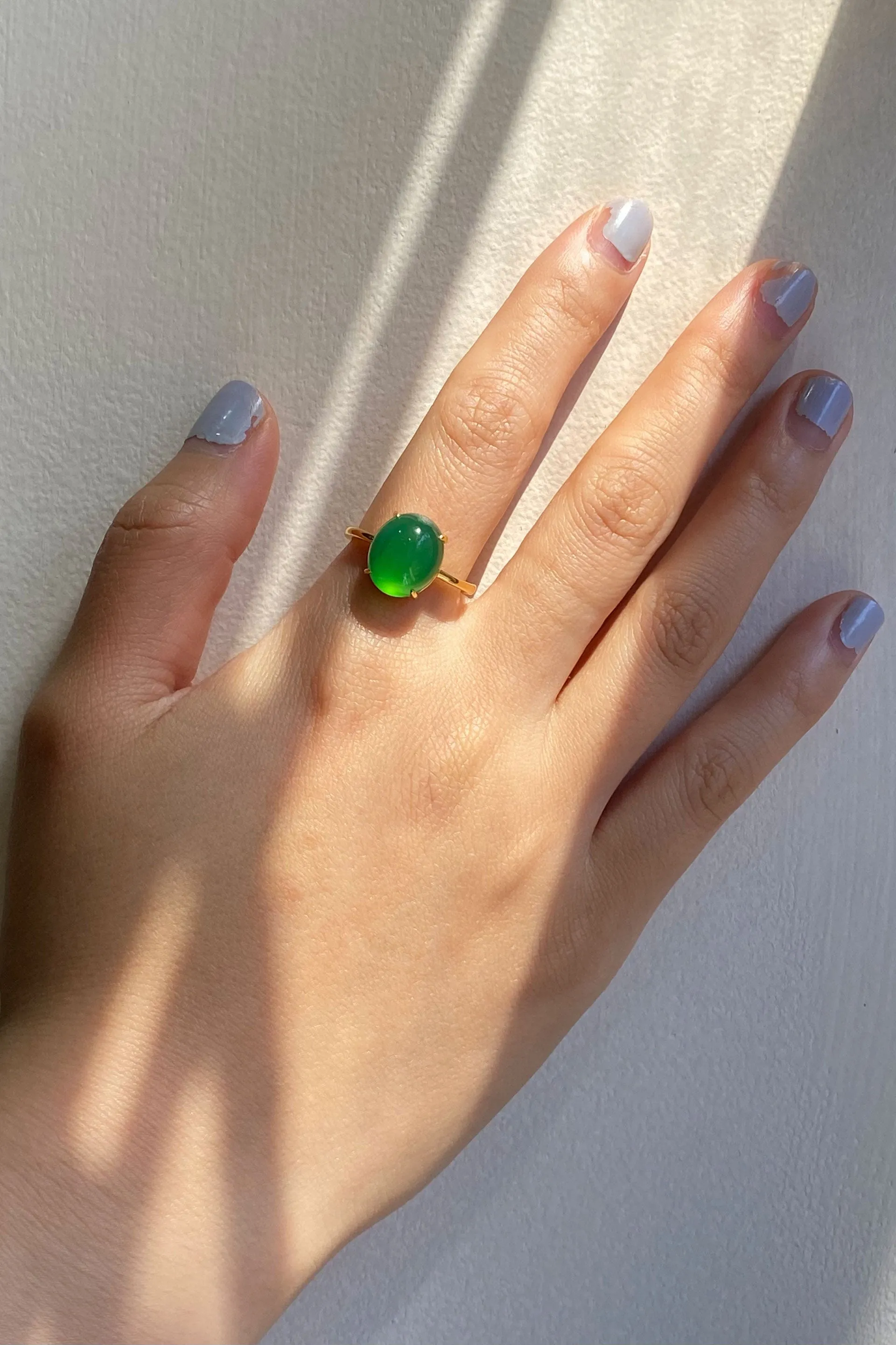 Dew — Green jade stone ring