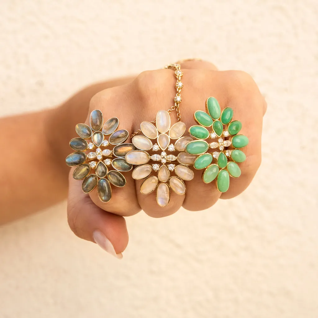 DIAMOND   CHRYSOPRASE BLOSSOM RING